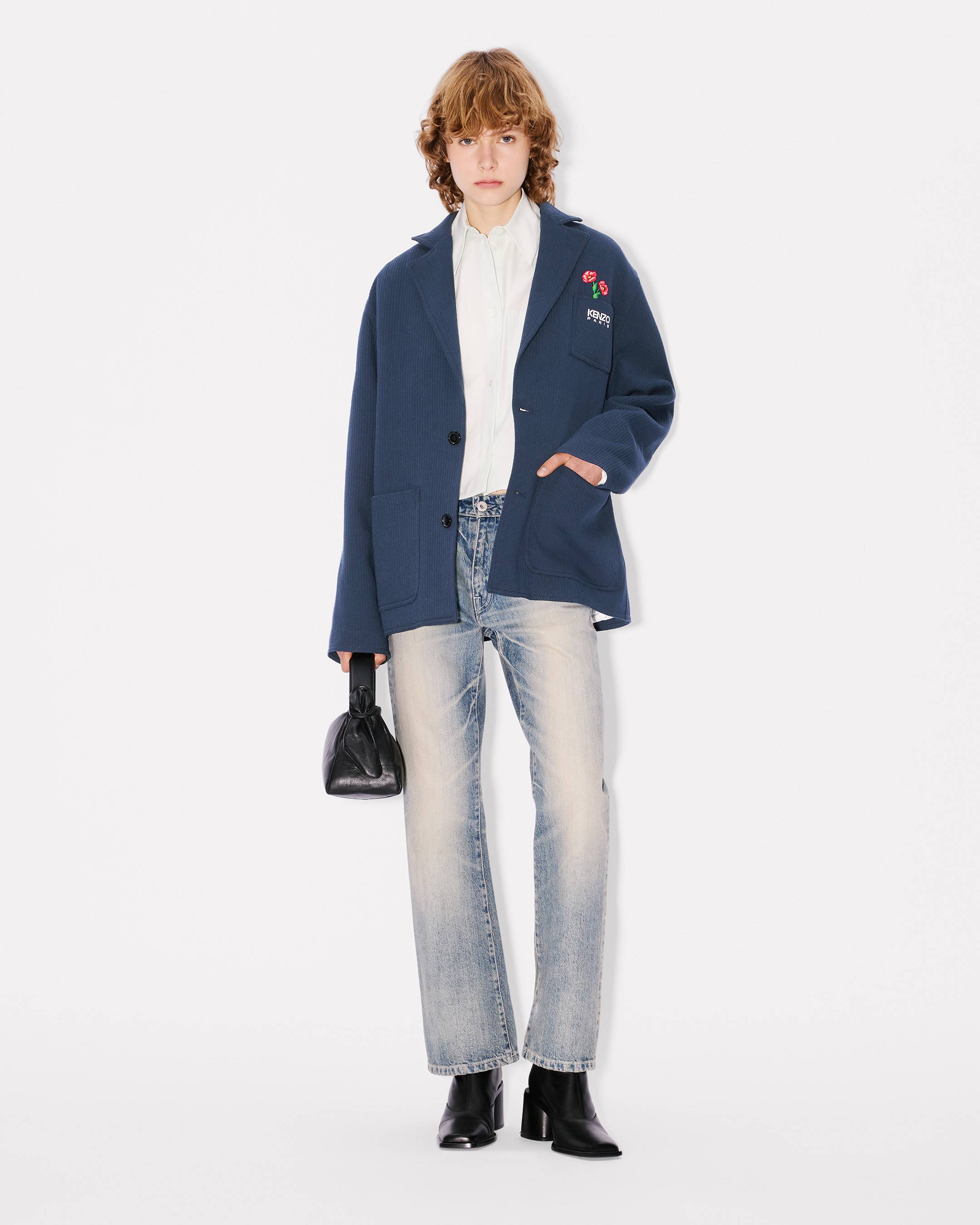 'KENZO Archive Bouquet' embroidered workwear jacket in ribbed cotton