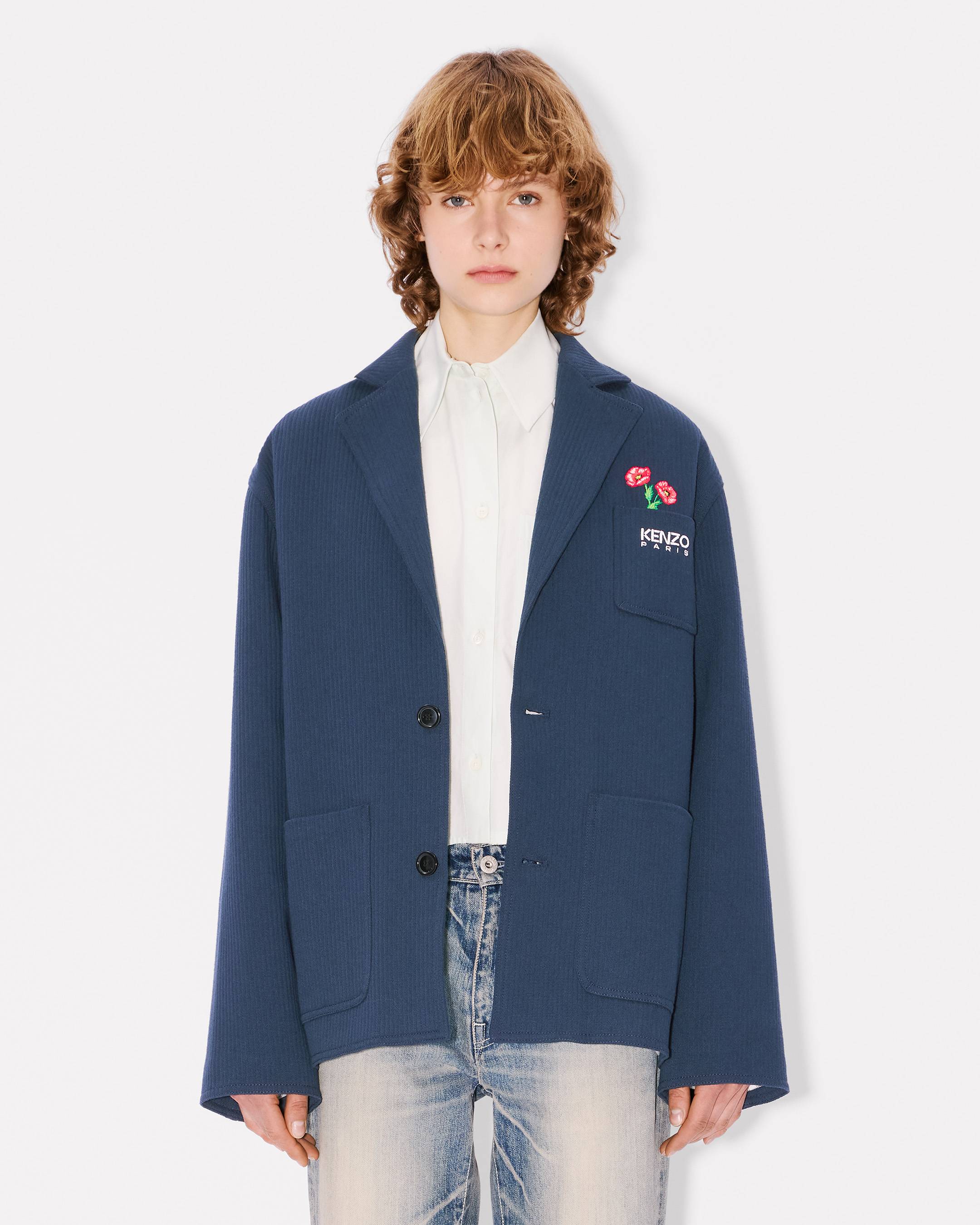 'KENZO Archive Bouquet' embroidered workwear jacket in ribbed cotton