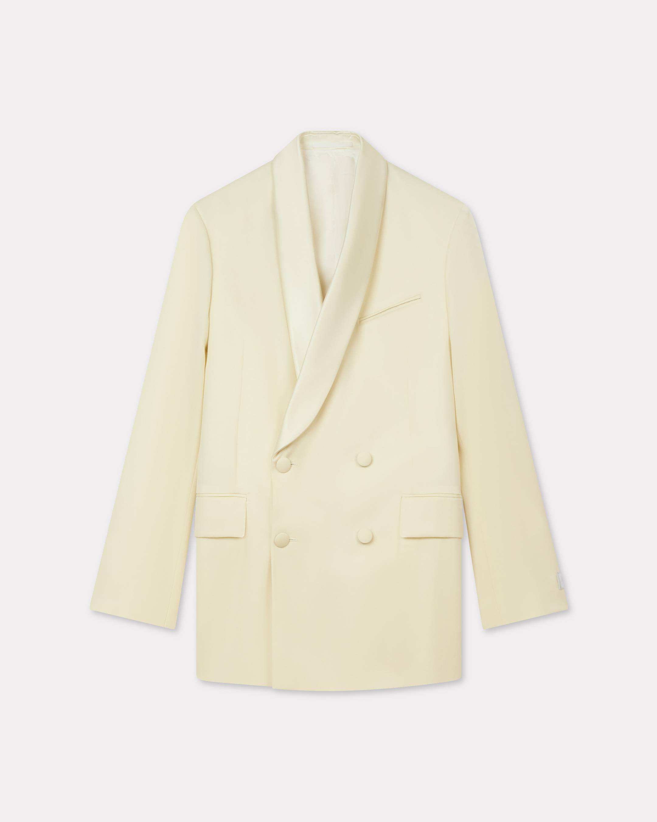 KENZO Shawl Collar Blazer , Woman, Ecru, Size 34, Wool