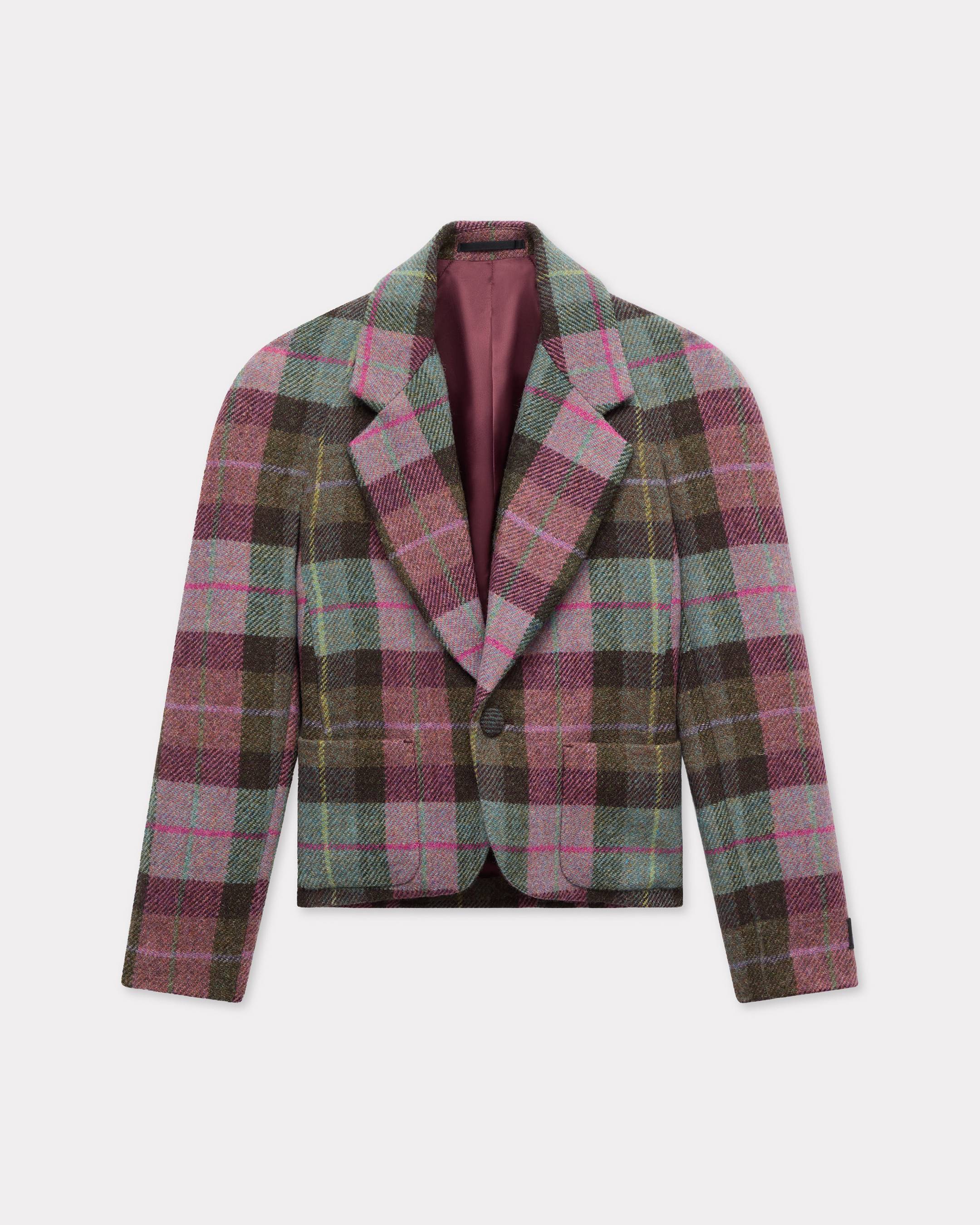 KENZO Tailored Jacket In Harris Tweed Dark Khaki Green - Womens Size 42