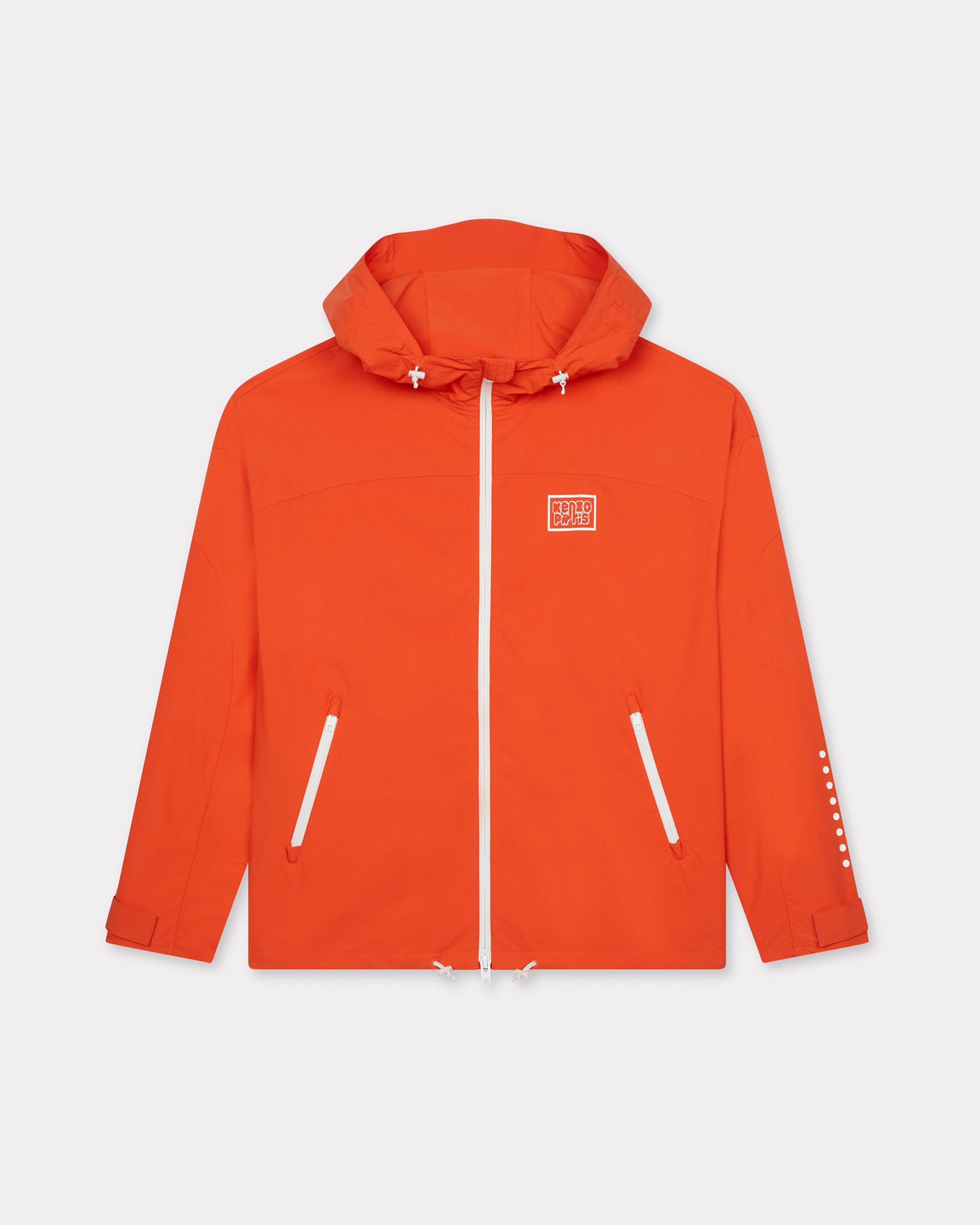 KENZO ' Elephant Logo' Short Windbreaker, Man, Red Orange, Size L, Nylon