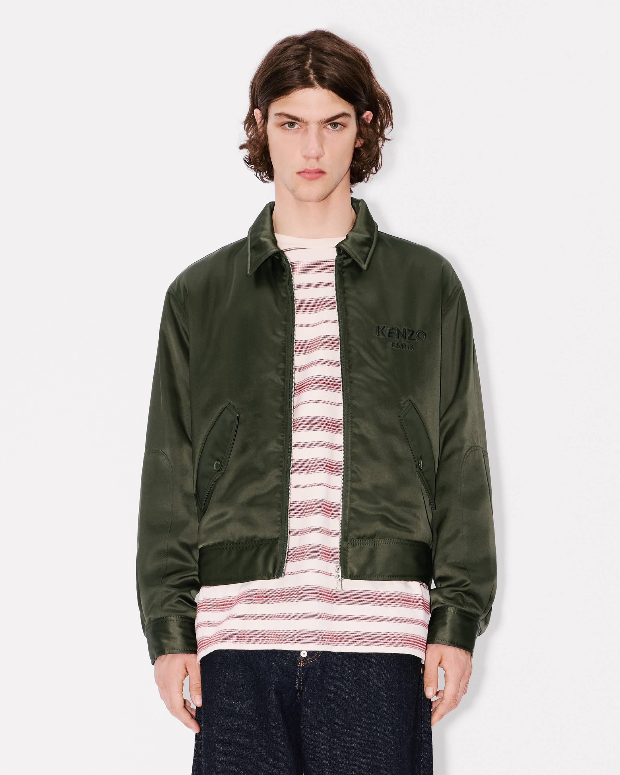 'Boke Flower' padded blouson mixed satin