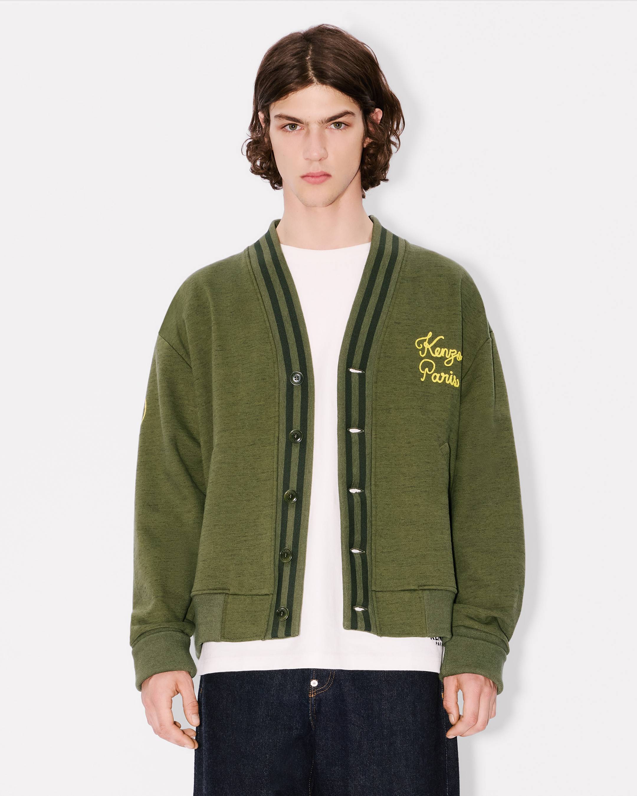 Cardigan brodé en point chainette 'KENZO Paris' en coton
