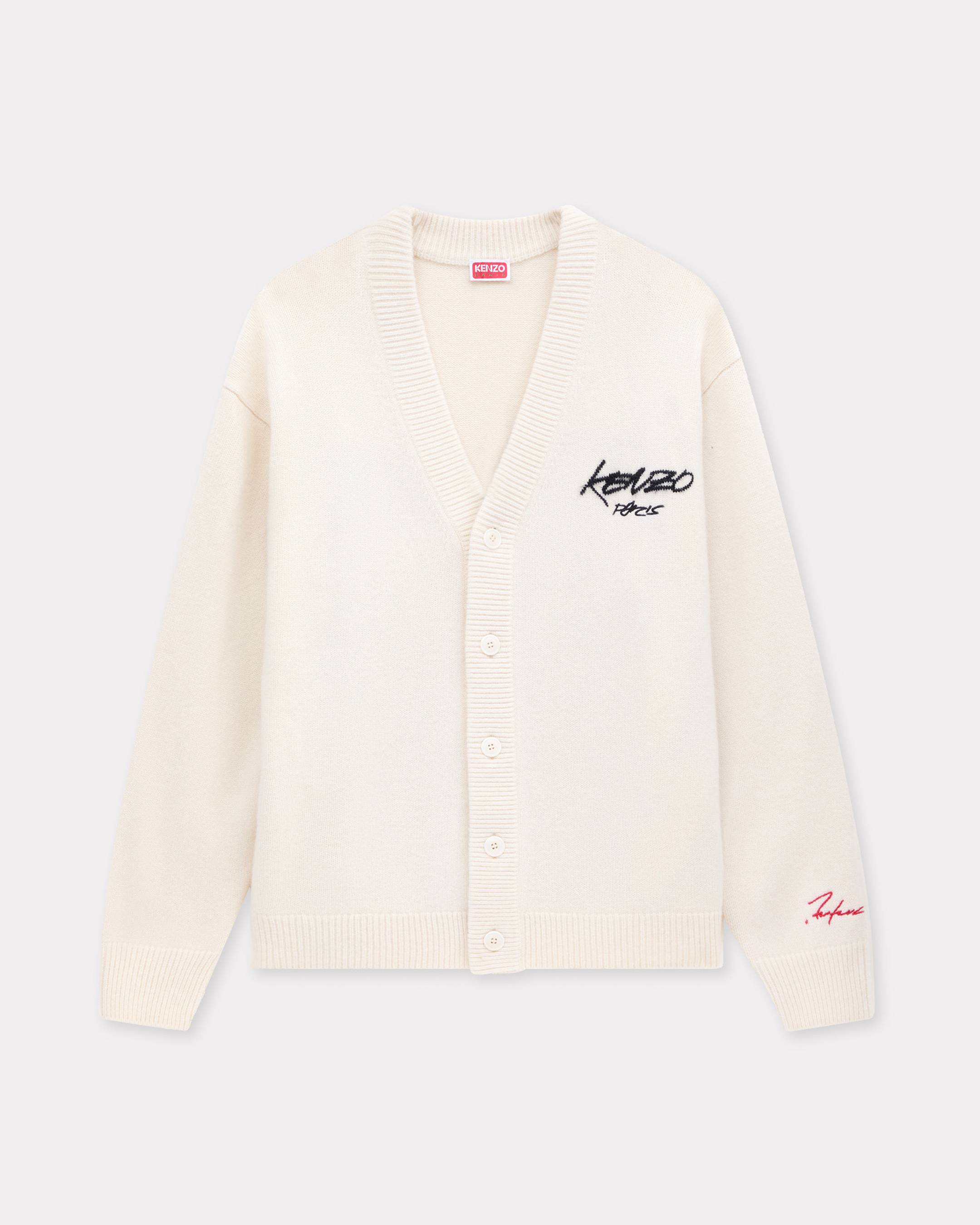 KENZO ' x Futura 2000' Cardigan In Wool, Man, Off White, Size Xxl, Wool