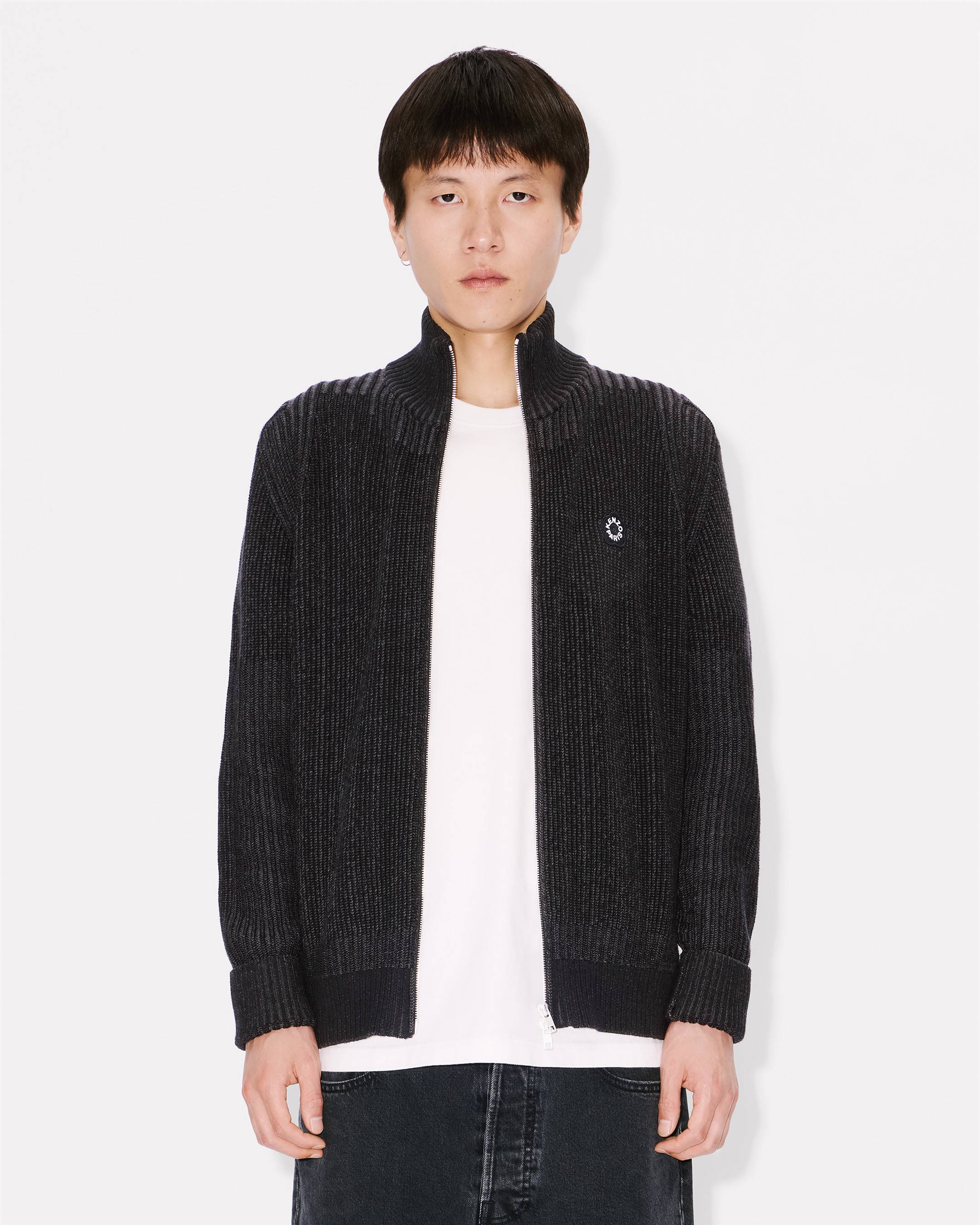 'Boke Flower 2.0' embroidered zipped cardigan in cotton wool