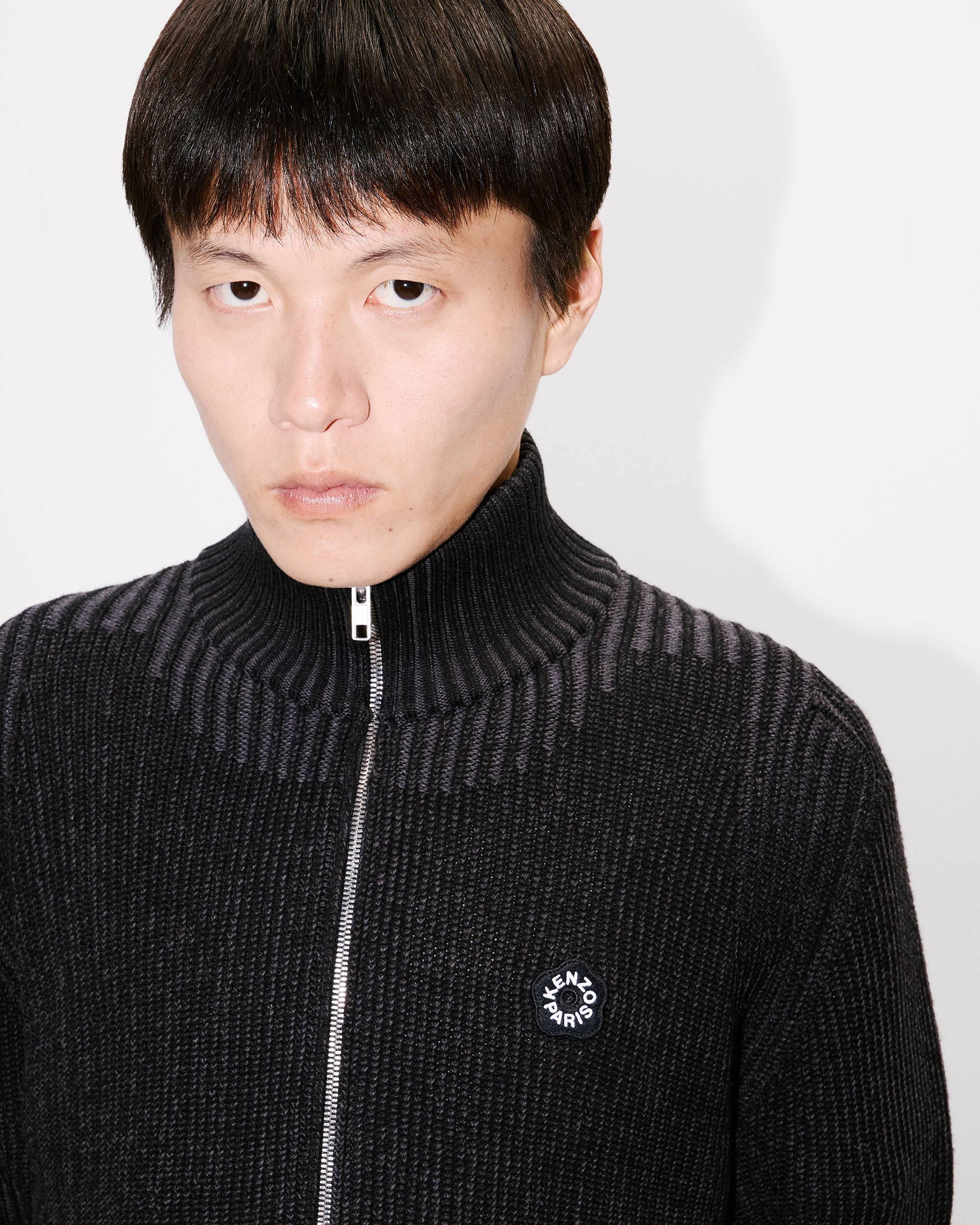 'Boke Flower 2.0' embroidered zipped cardigan in cotton wool
