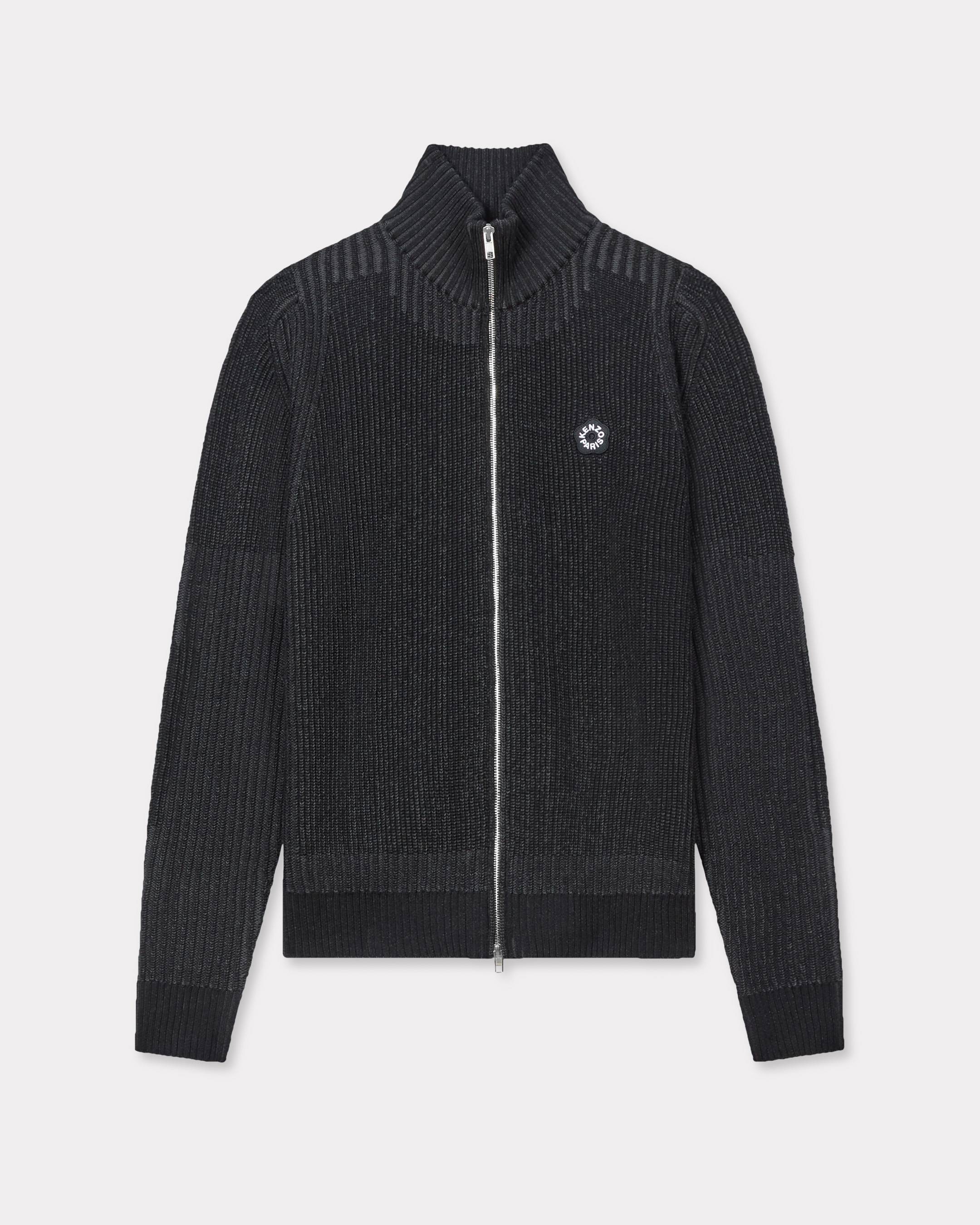 KENZO 'Boke Flower 2.0' Embroidered Zipped Cardigan Wool, Man, Black, Size S,