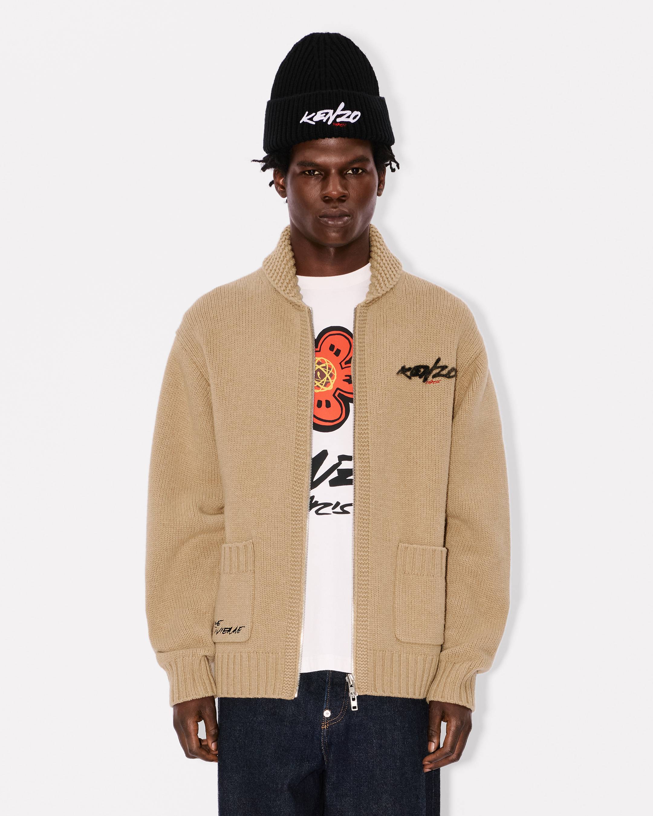 'Kenzo x Futura 2000' zipped knitted cardigan in wool