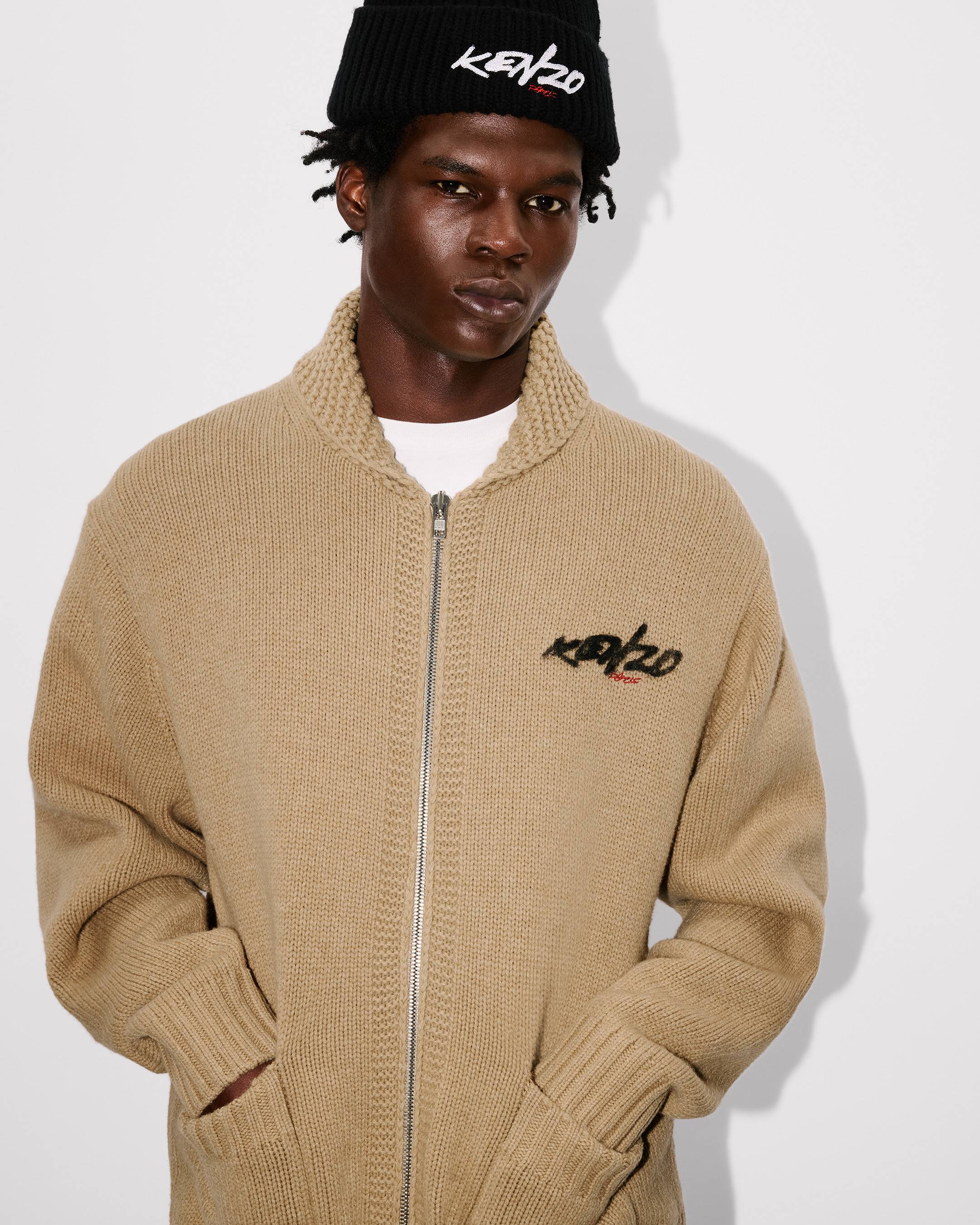 'Kenzo x Futura 2000' zipped knitted cardigan in wool