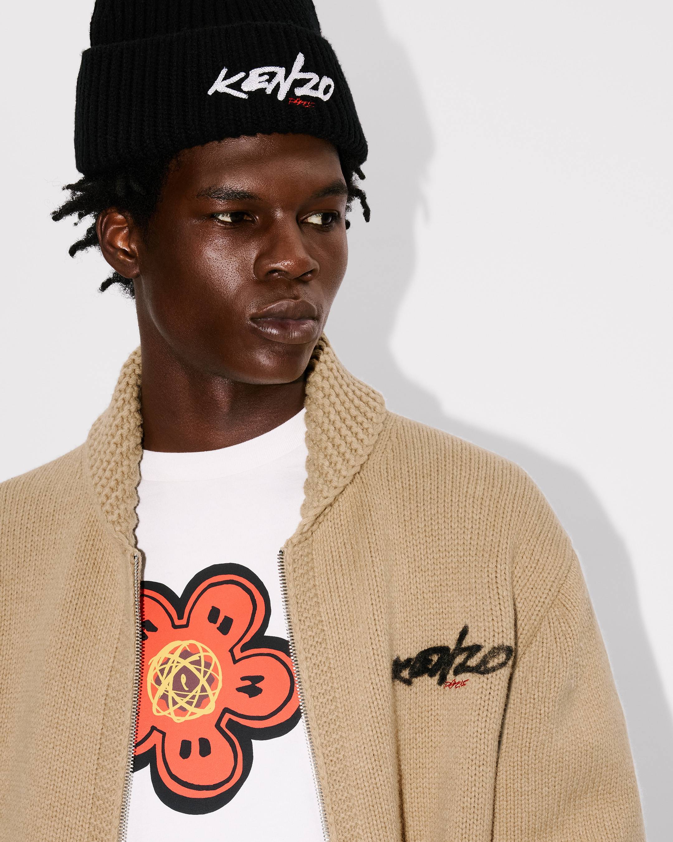 'Kenzo x Futura 2000' zipped knitted cardigan in wool