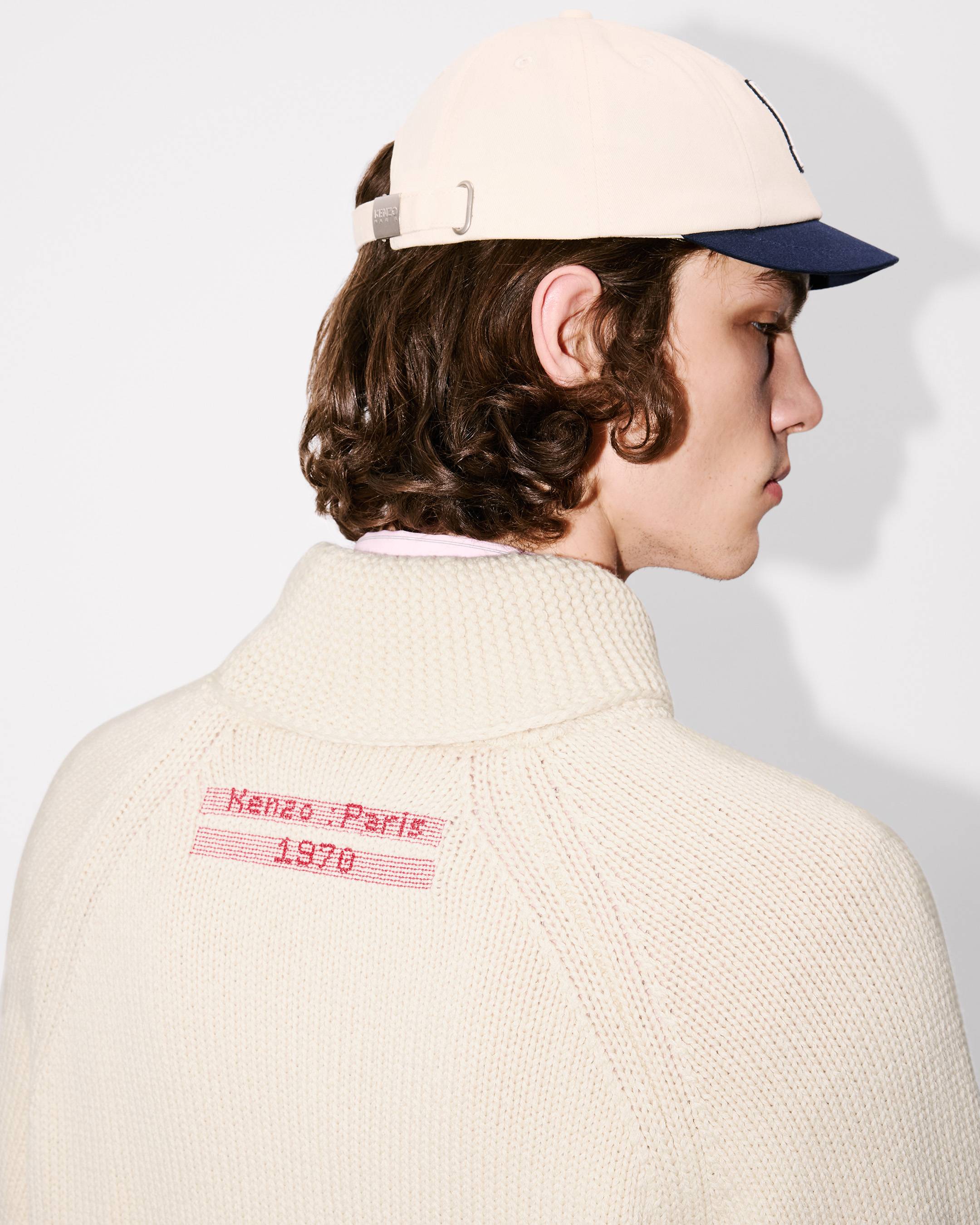 'KENZO City' embroidered zipped knitted cardigan in wool cotton
