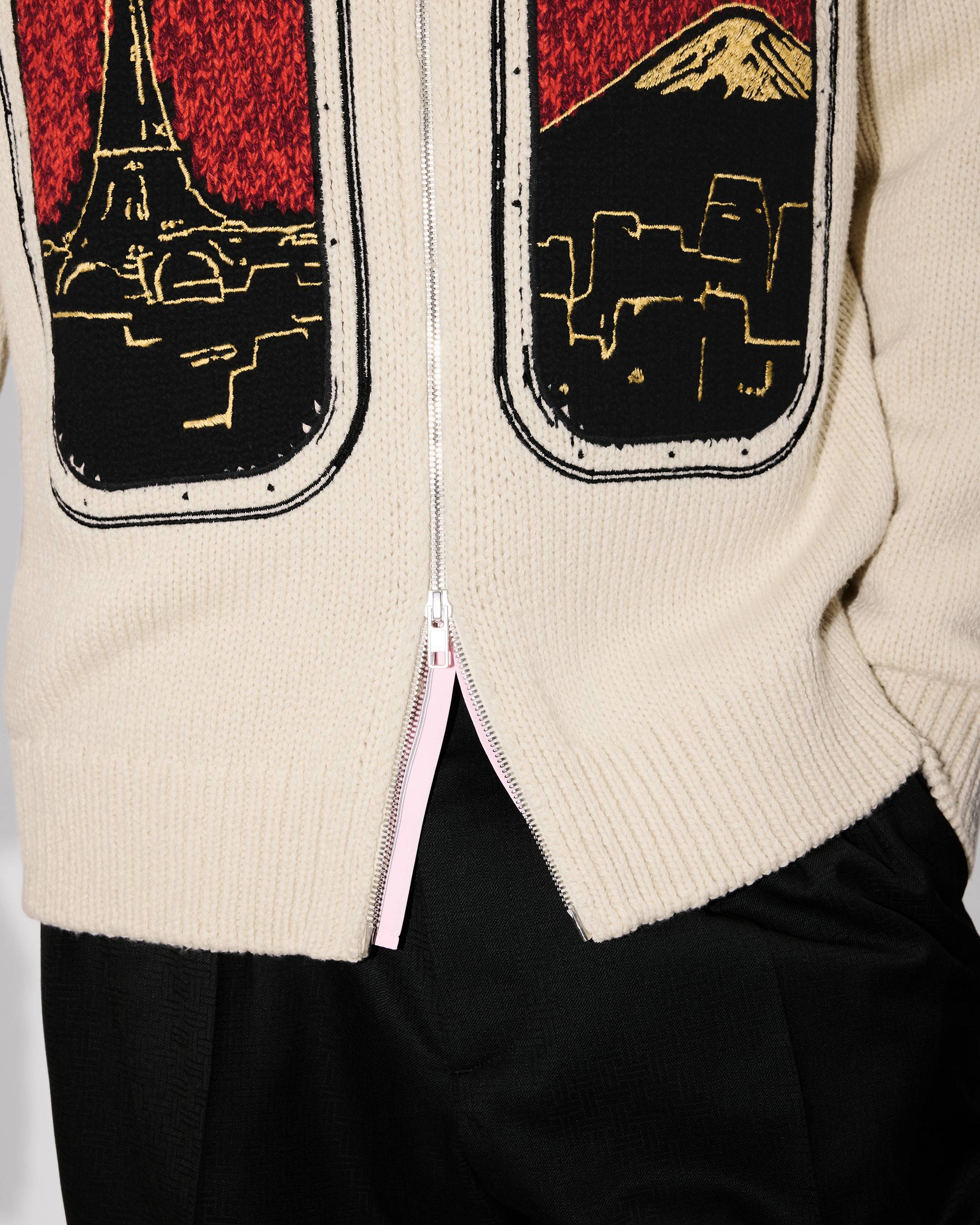 'KENZO City' embroidered zipped knitted cardigan in wool cotton