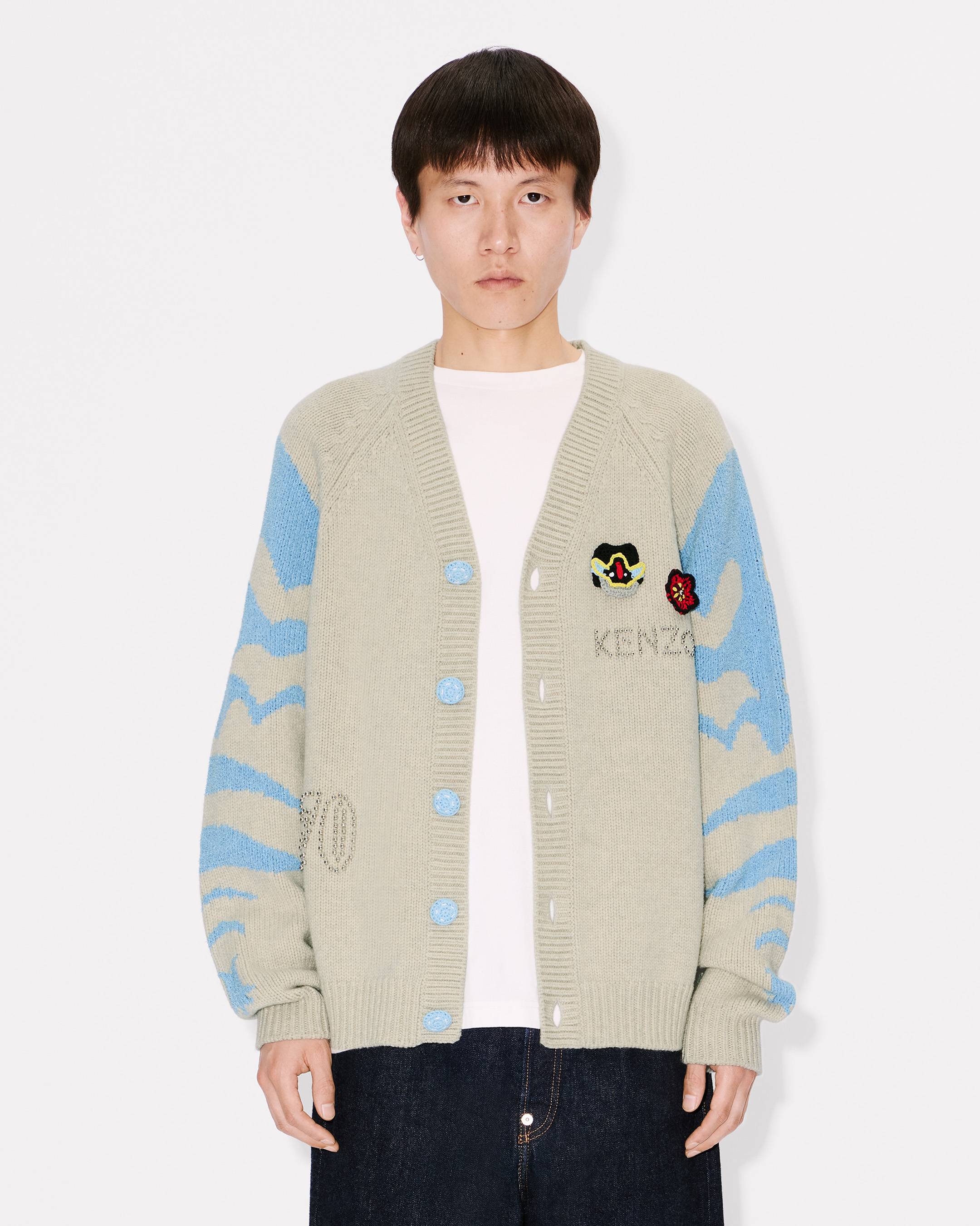 'KENZO Pachinko' embroidered cardigan in wool cotton