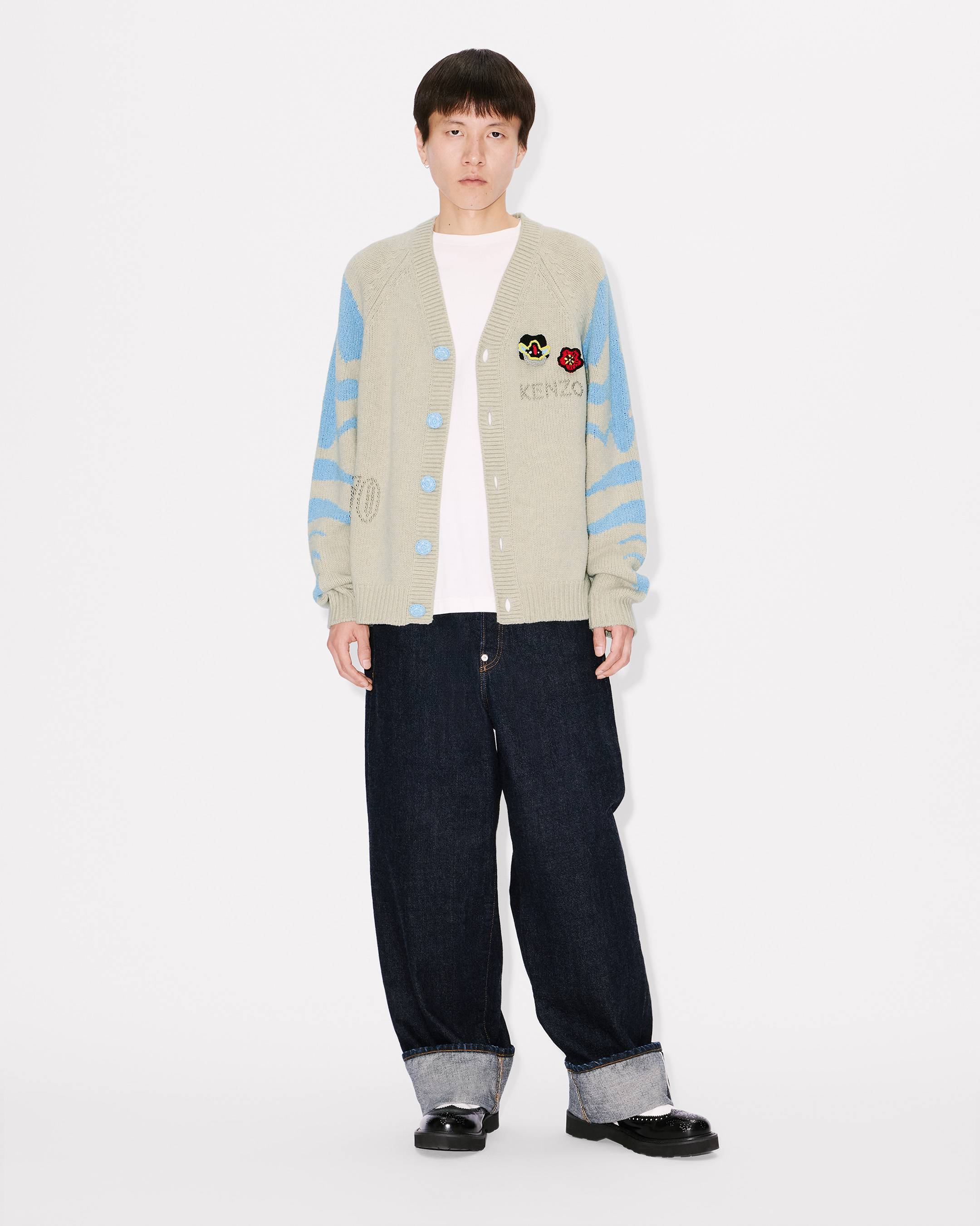 'KENZO Pachinko' embroidered cardigan in wool cotton