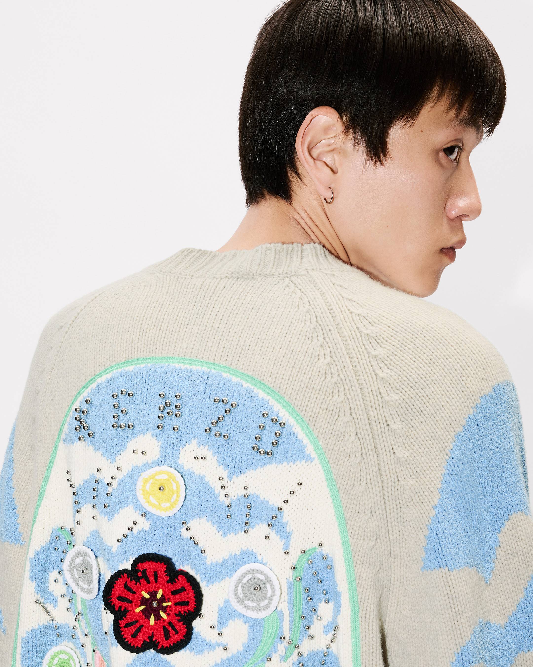 'KENZO Pachinko' embroidered cardigan in wool cotton