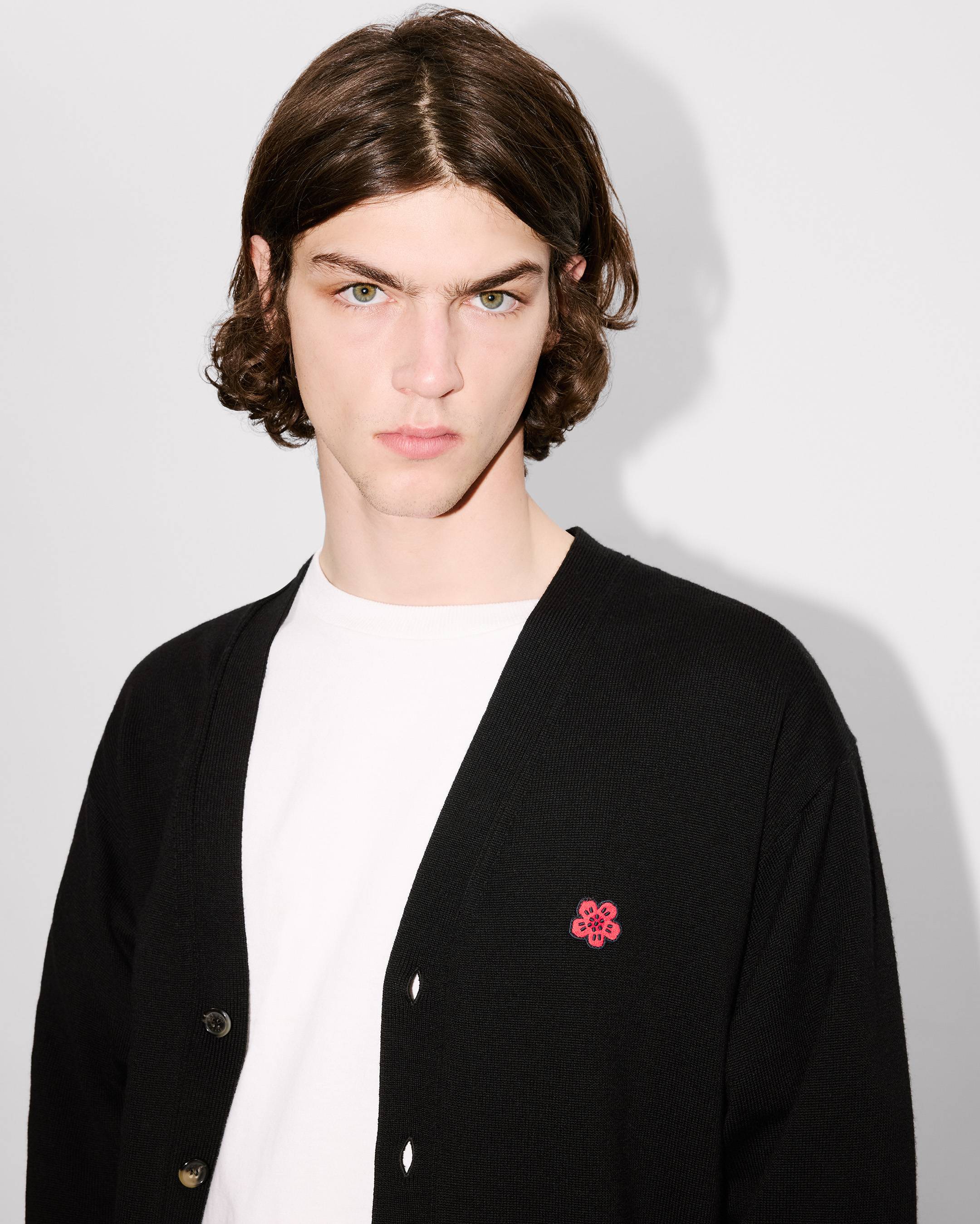 'Boke Flower' embroidered cardigan in Merino wool