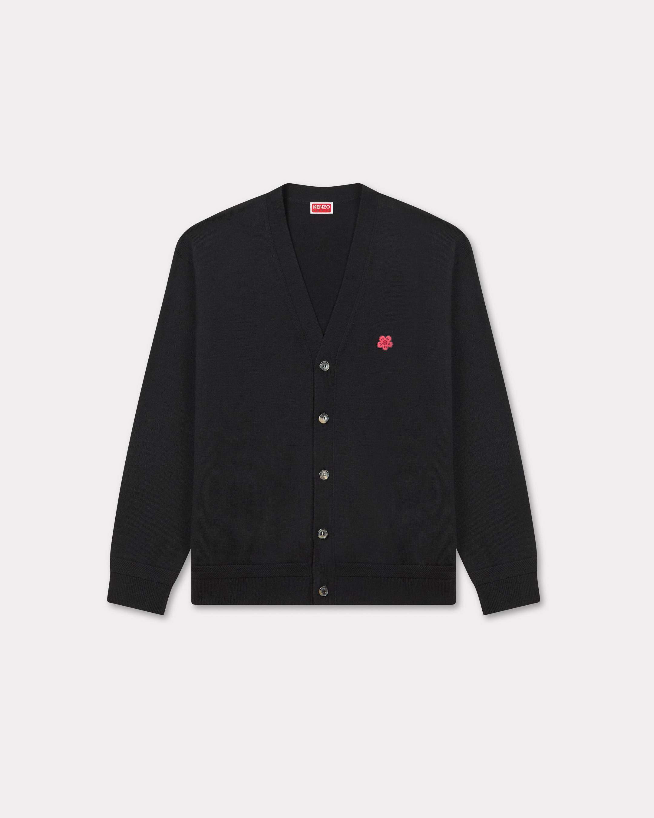 Kenzo Cardigan Brodé 'Boke Flower' En Laine Mérinos Homme Noir - Xxl