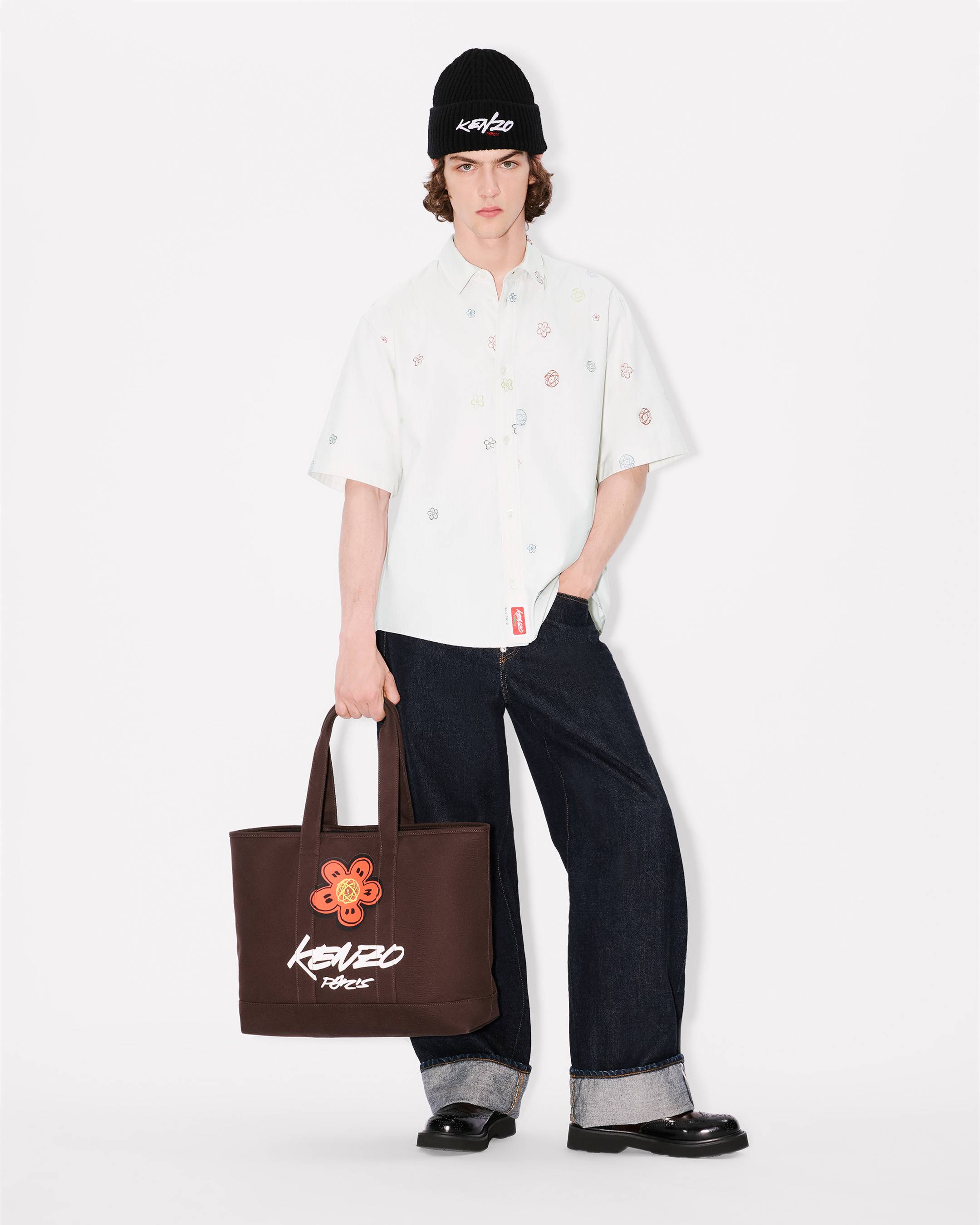 Camisa de manga corta de popelín de algodón bordada 'Kenzo x Futura 2000'