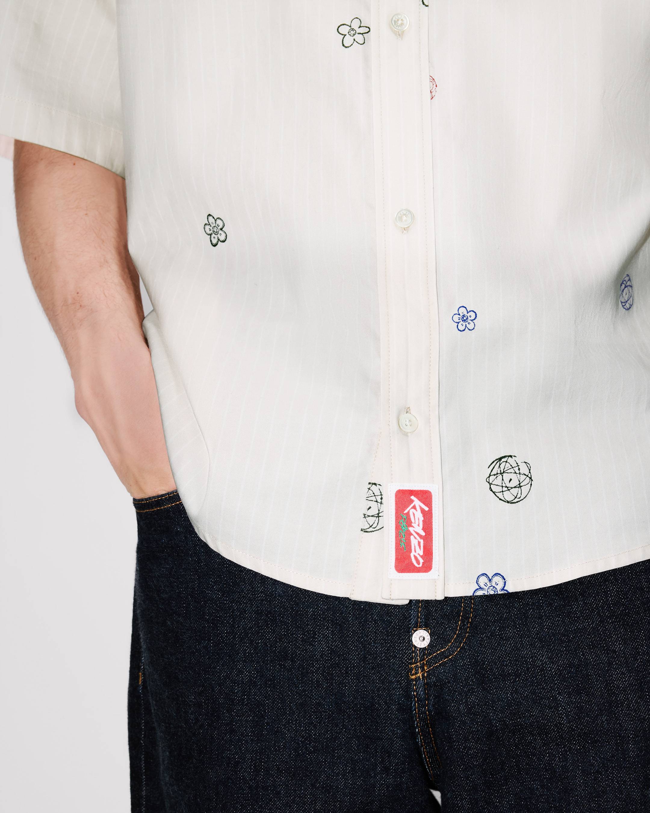 Camisa de manga corta de popelín de algodón bordada 'Kenzo x Futura 2000'