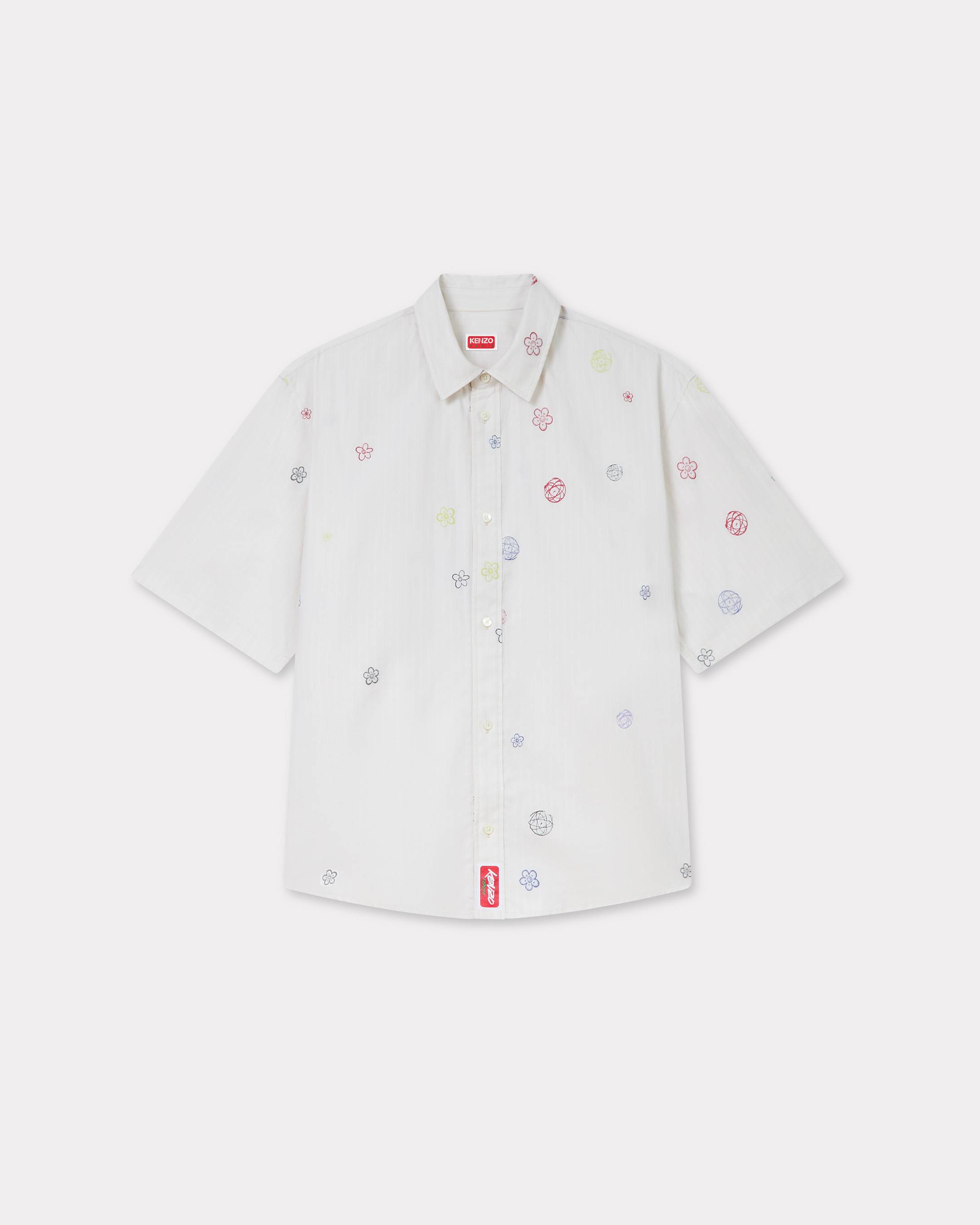 KENZO 'KENZO x Futura 2000' Embroidered Short Sleeve Shirt, Man, Cream, Size 39, Cotton