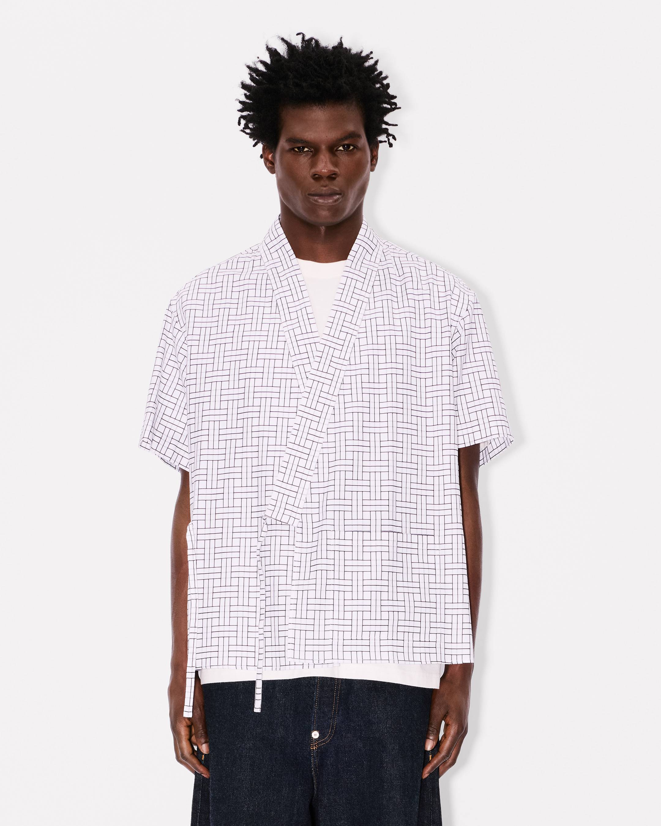 Camisa estilo kimono de manga corta de jacquard de algodón 'KENZO Weave'
