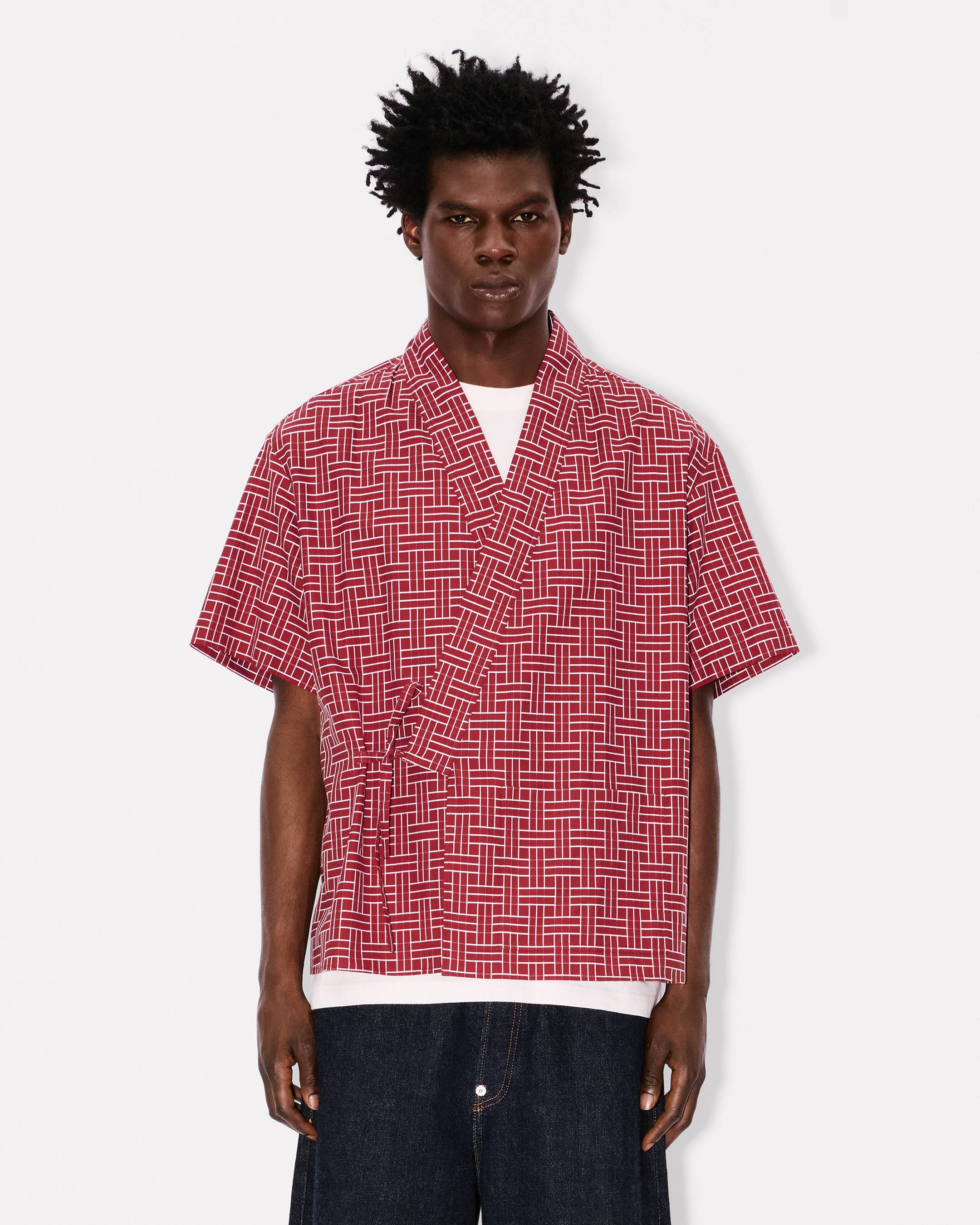 Camisa estilo kimono de manga corta de jacquard de algodón 'KENZO Weave'