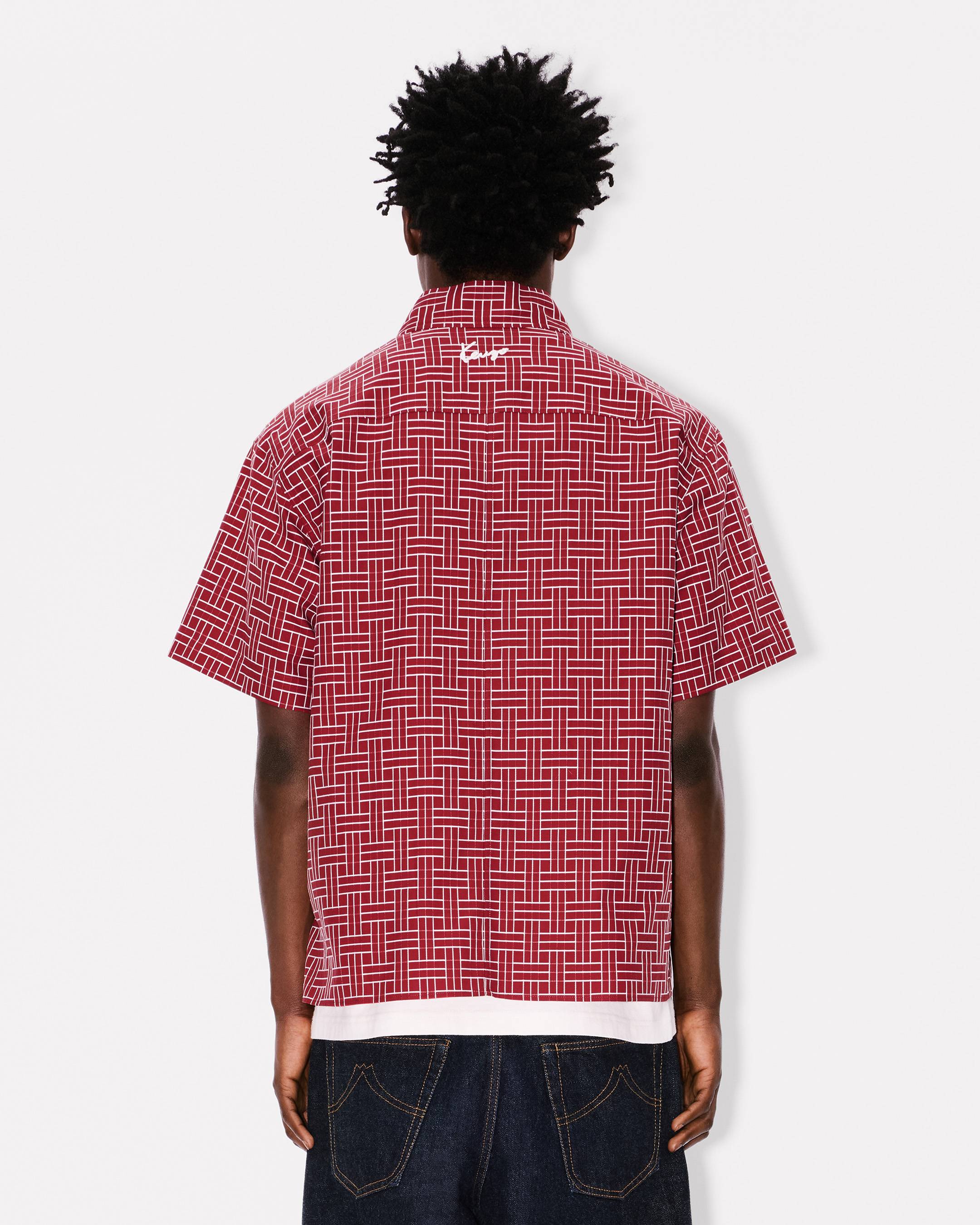 Camisa estilo kimono de manga corta de jacquard de algodón 'KENZO Weave'