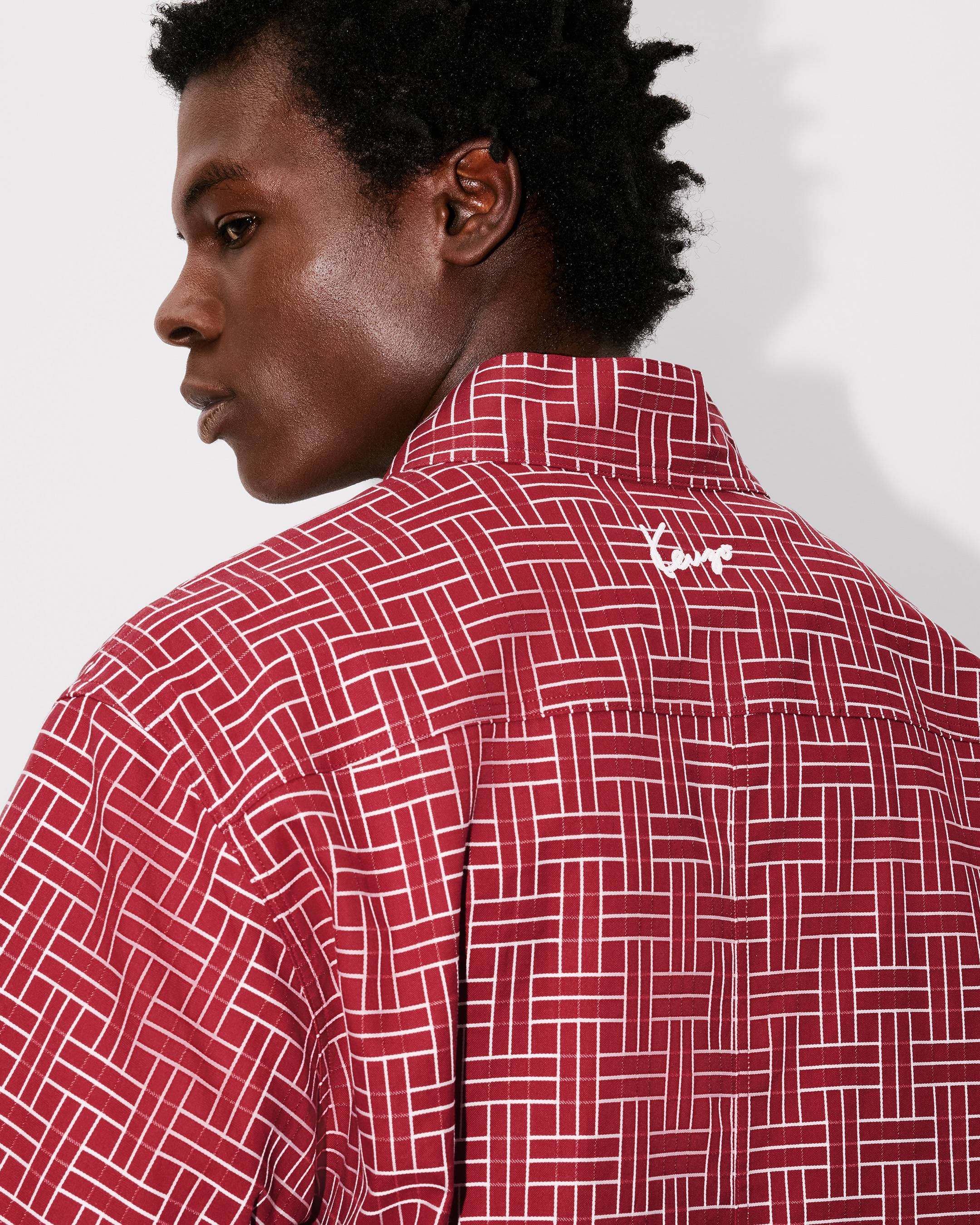 Camisa estilo kimono de manga corta de jacquard de algodón 'KENZO Weave'