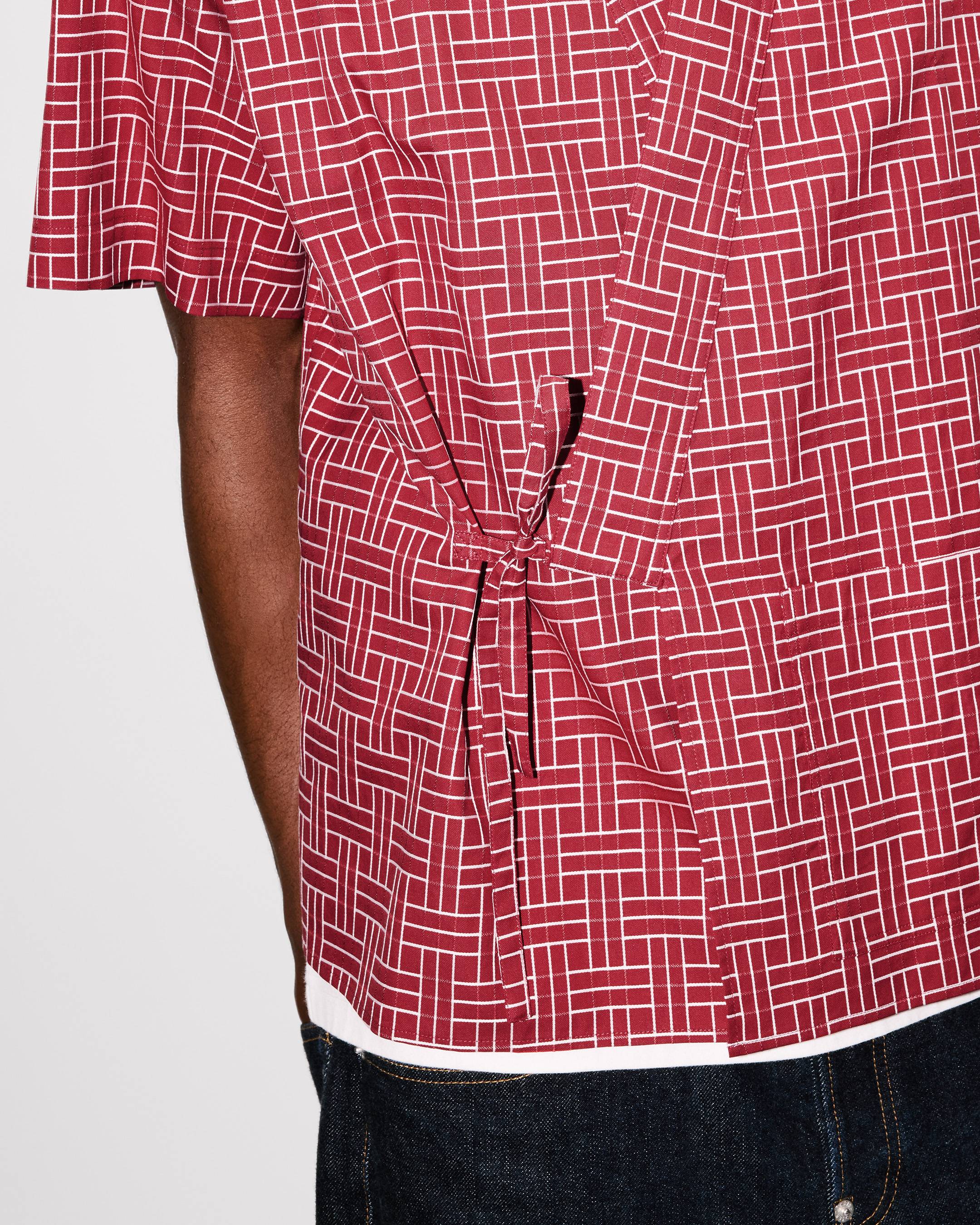 Camisa estilo kimono de manga corta de jacquard de algodón 'KENZO Weave'