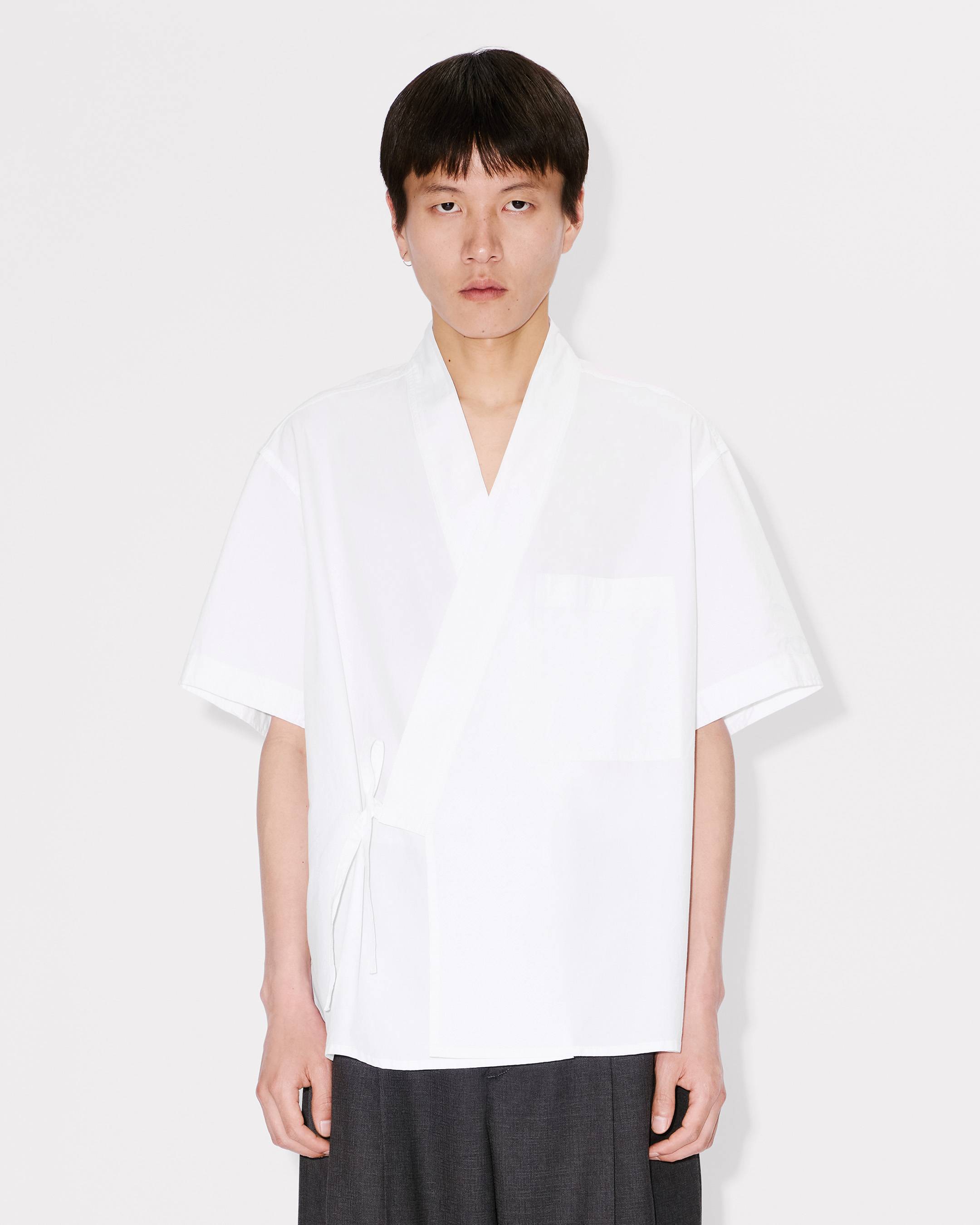 Kimono short sleeve shirt in cotton poplin