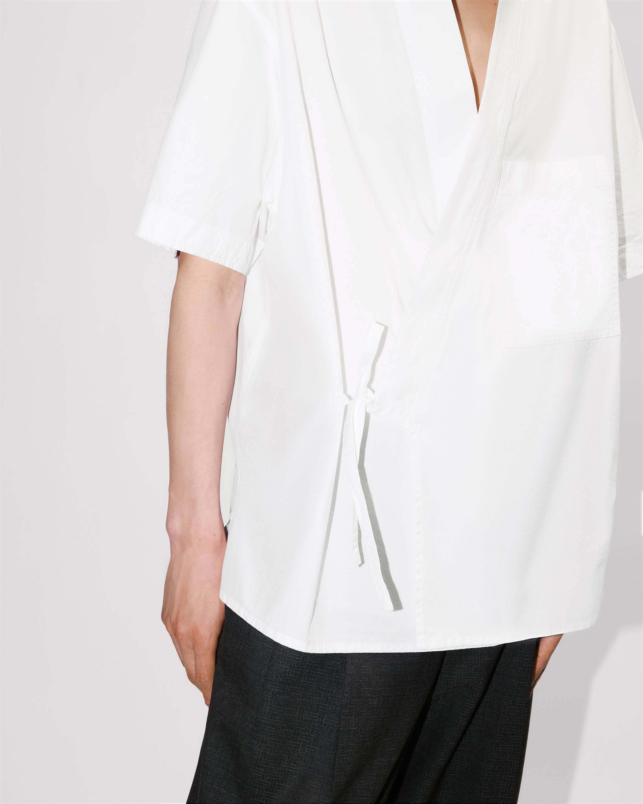 Kimono short sleeve shirt in cotton poplin