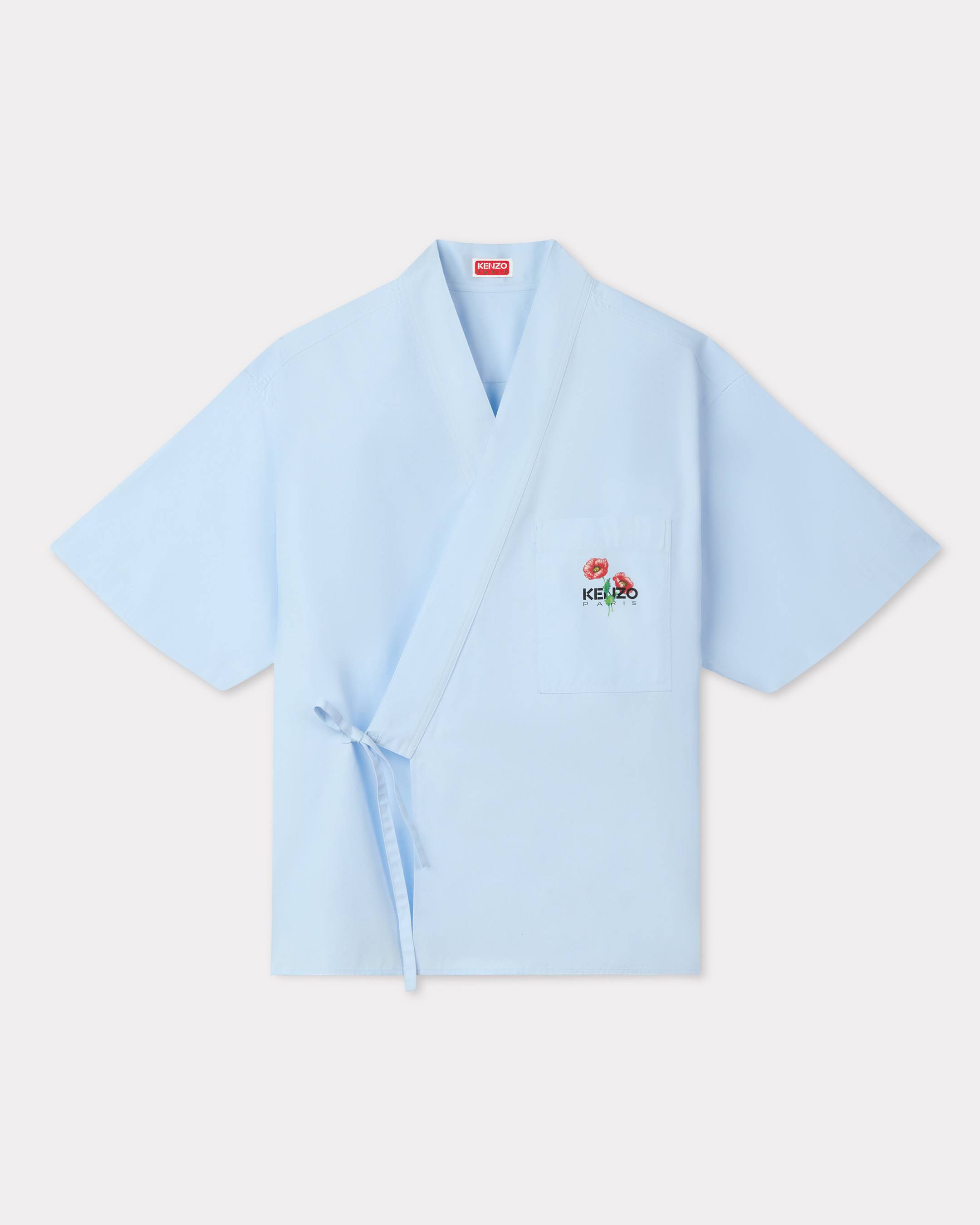 Camicia Kimono a Maniche Corte In Popeline Di Cotone 'Kenzo Archive Bouquet' Ghiaccio- Uomo - Taglia L