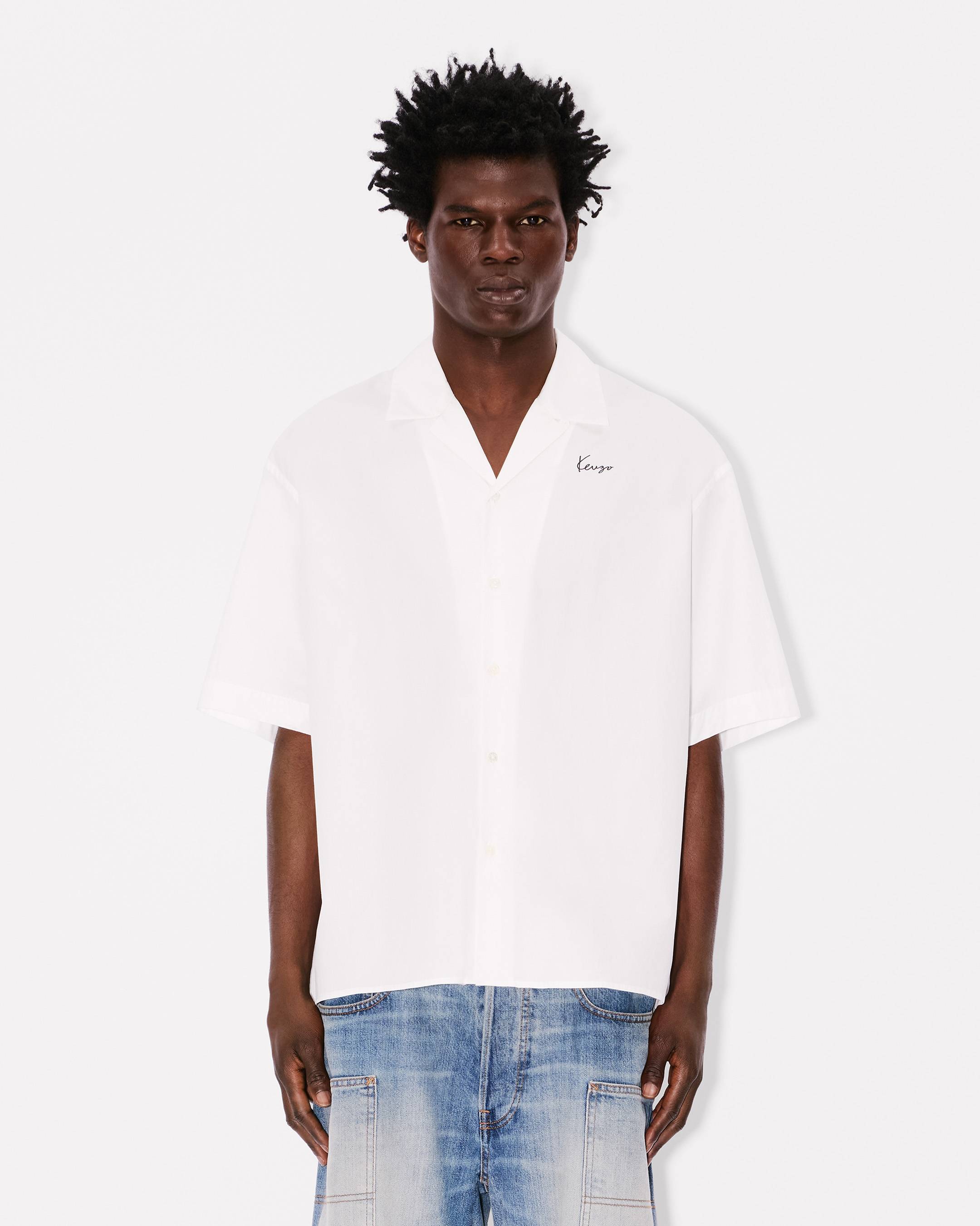 'KENZO Archive Bouquet' hawaiian short sleeve shirt in cotton poplin