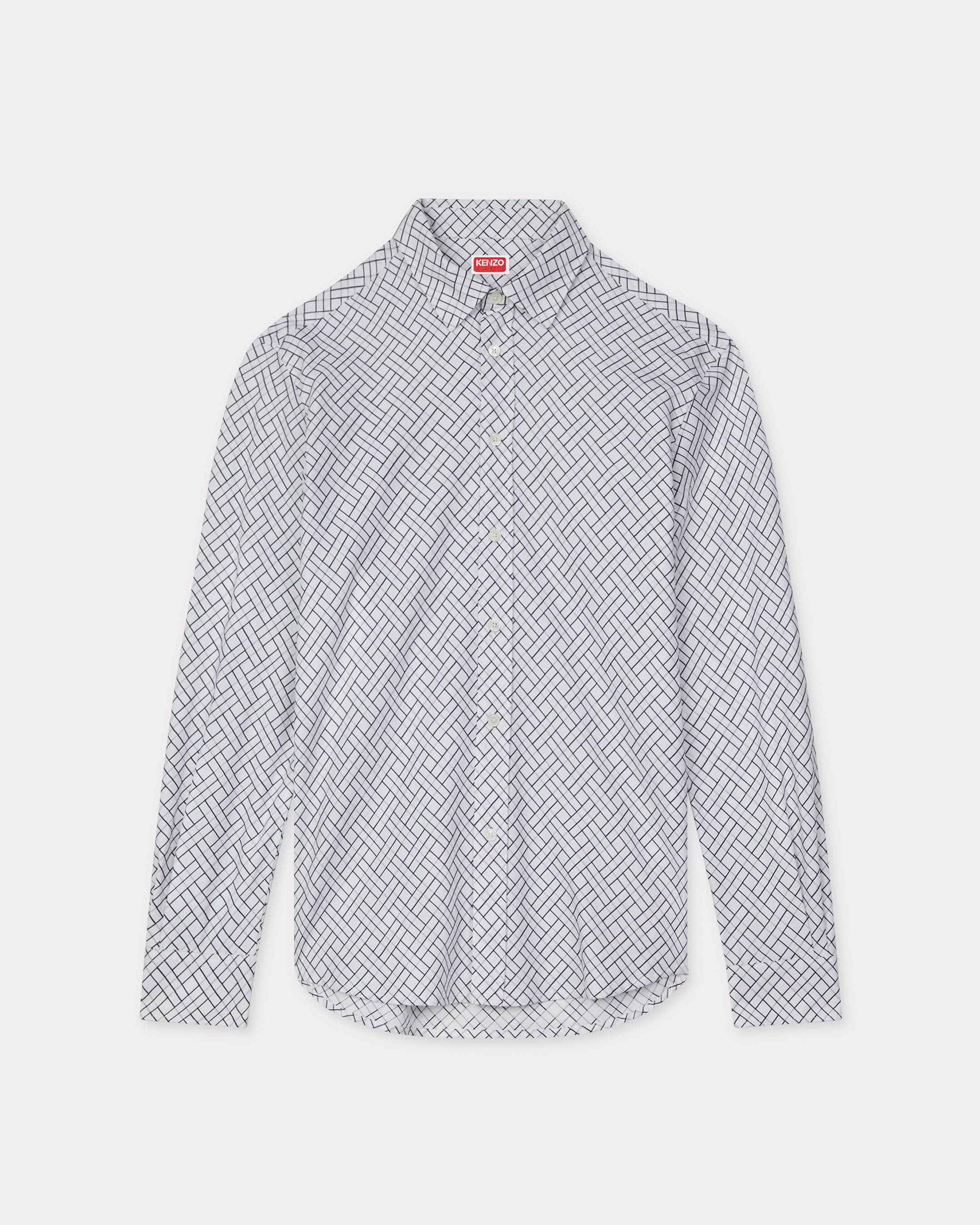 KENZO 'Kenzo Weave' Regular Shirt In Cotton Jacquard White Mens - Size 38