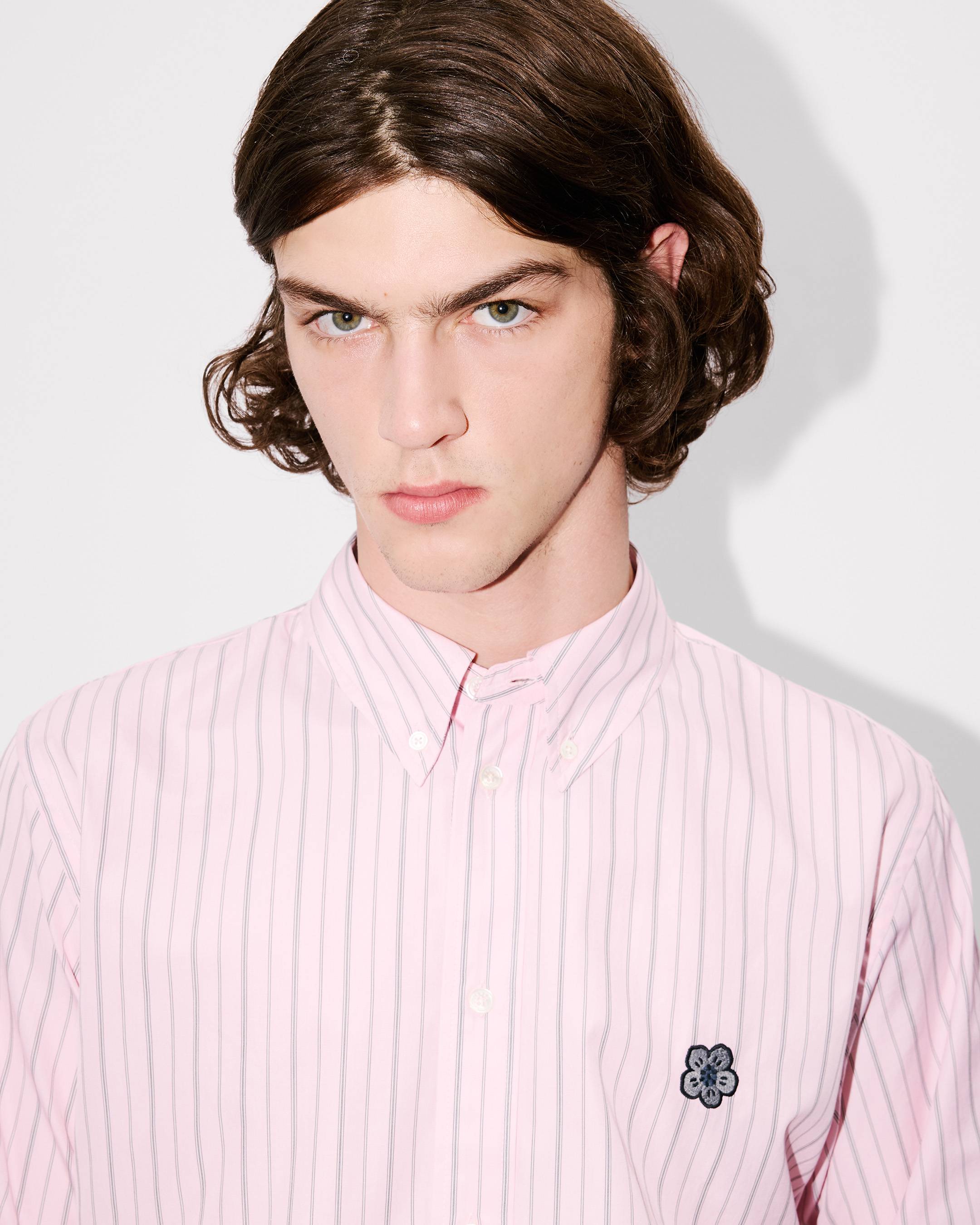 'Boke Flower' embroidered casual shirt cotton poplin