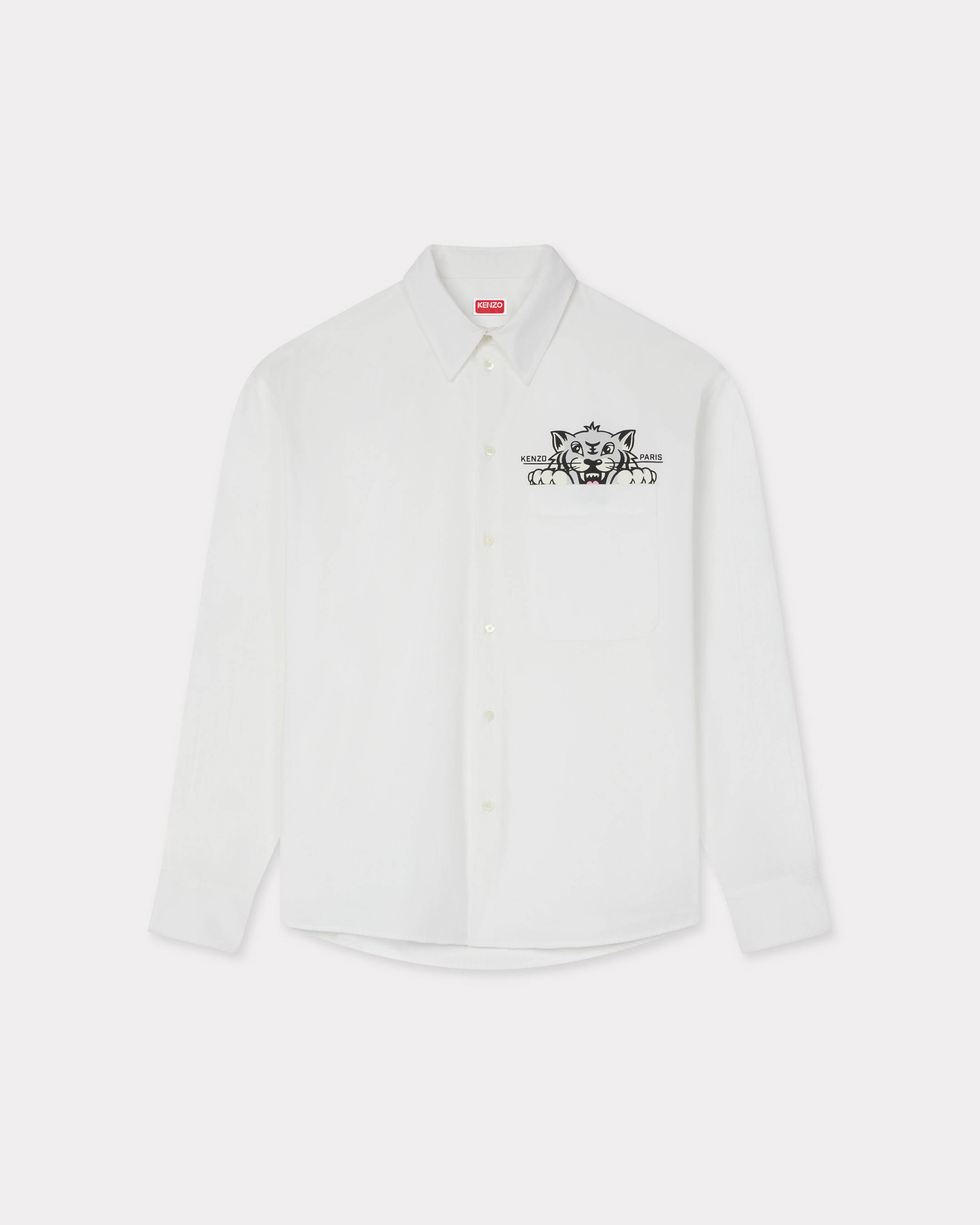 KENZO ' Happy Tiger' Casual Shirt Poplin, Man, White, Size 42,