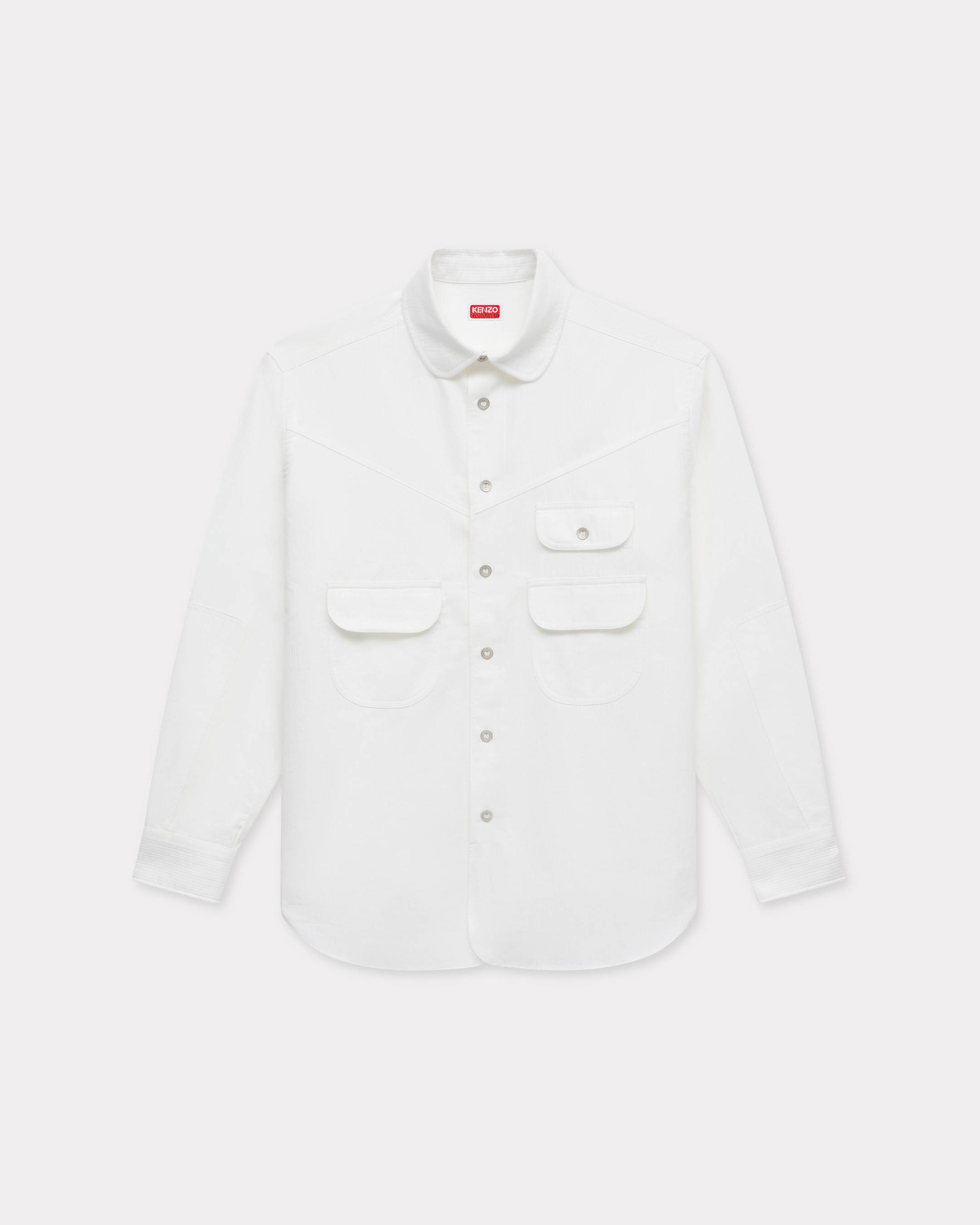 KENZO Overshirt Workwear In Cotone Testurizzato Bianco Sporco- Uomo - Taglia M
