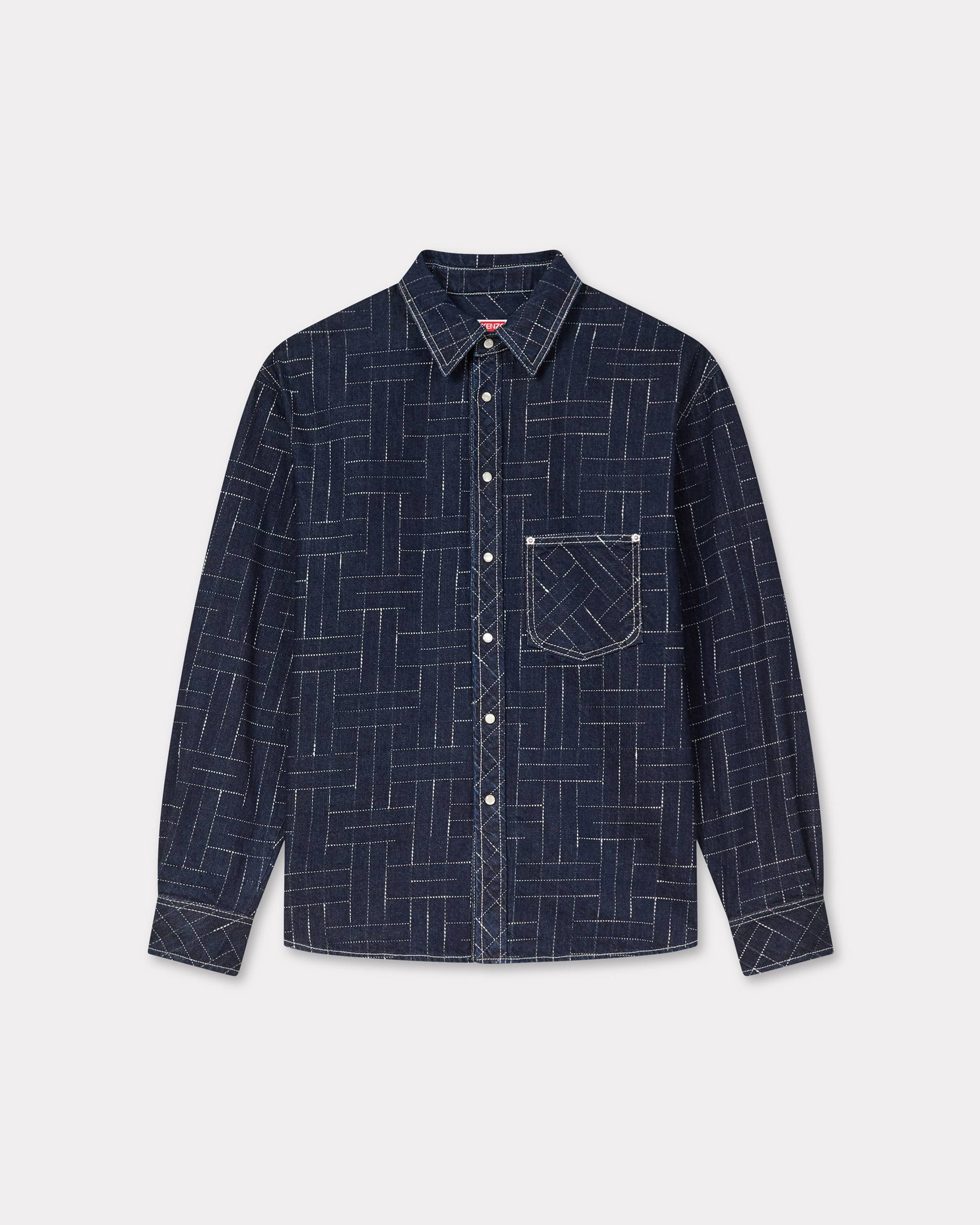 KENZO 'Kenzo Weave' Shirt In Japanese Denim Rinse Blue Mens - Size Xxl