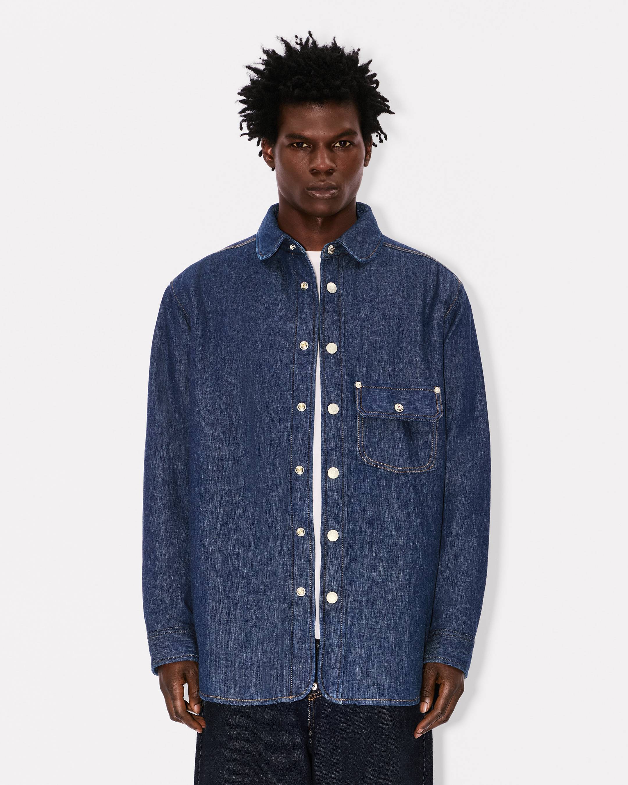 Sobrecamisa acolchada en denim japonés
