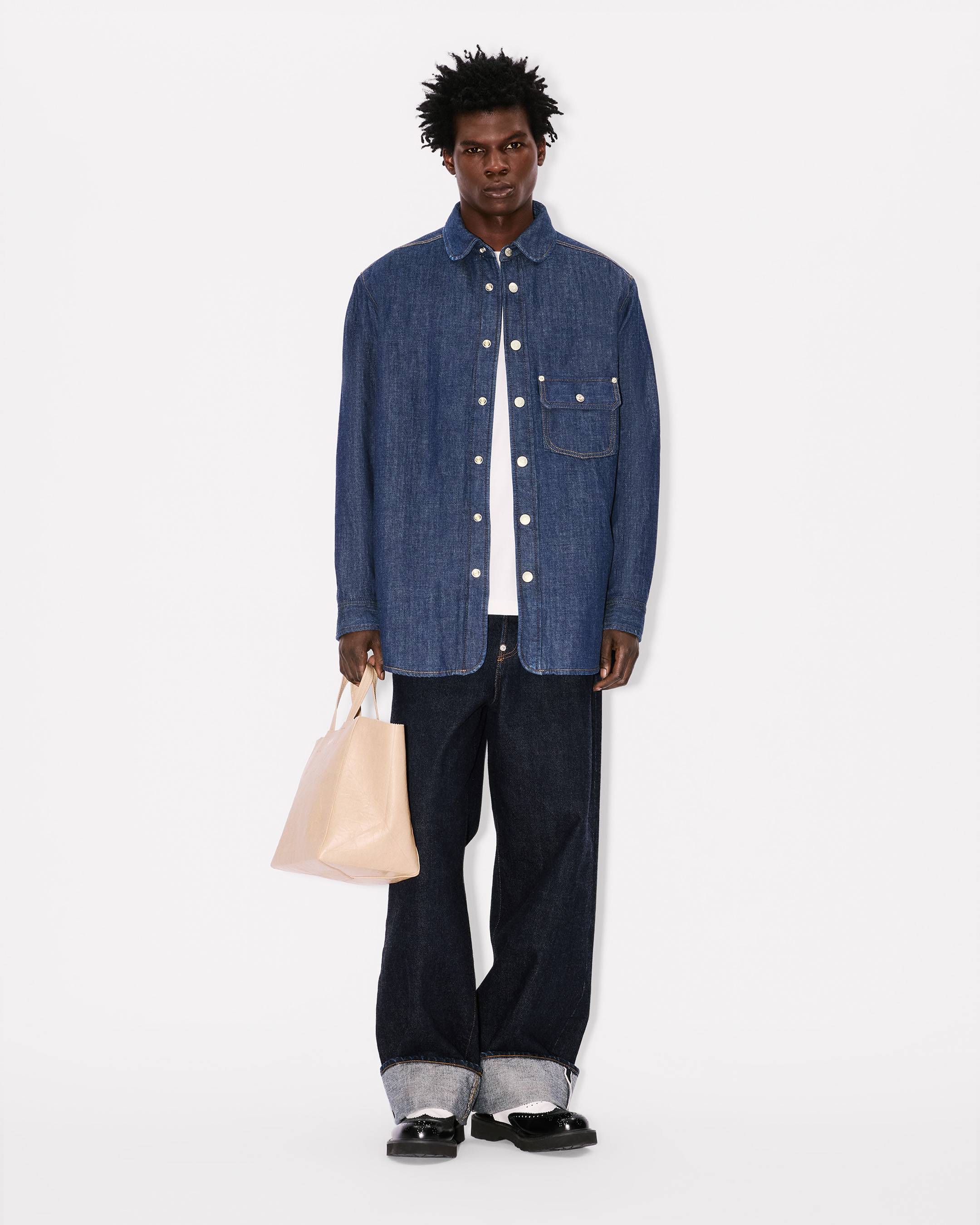 Sobrecamisa acolchada en denim japonés
