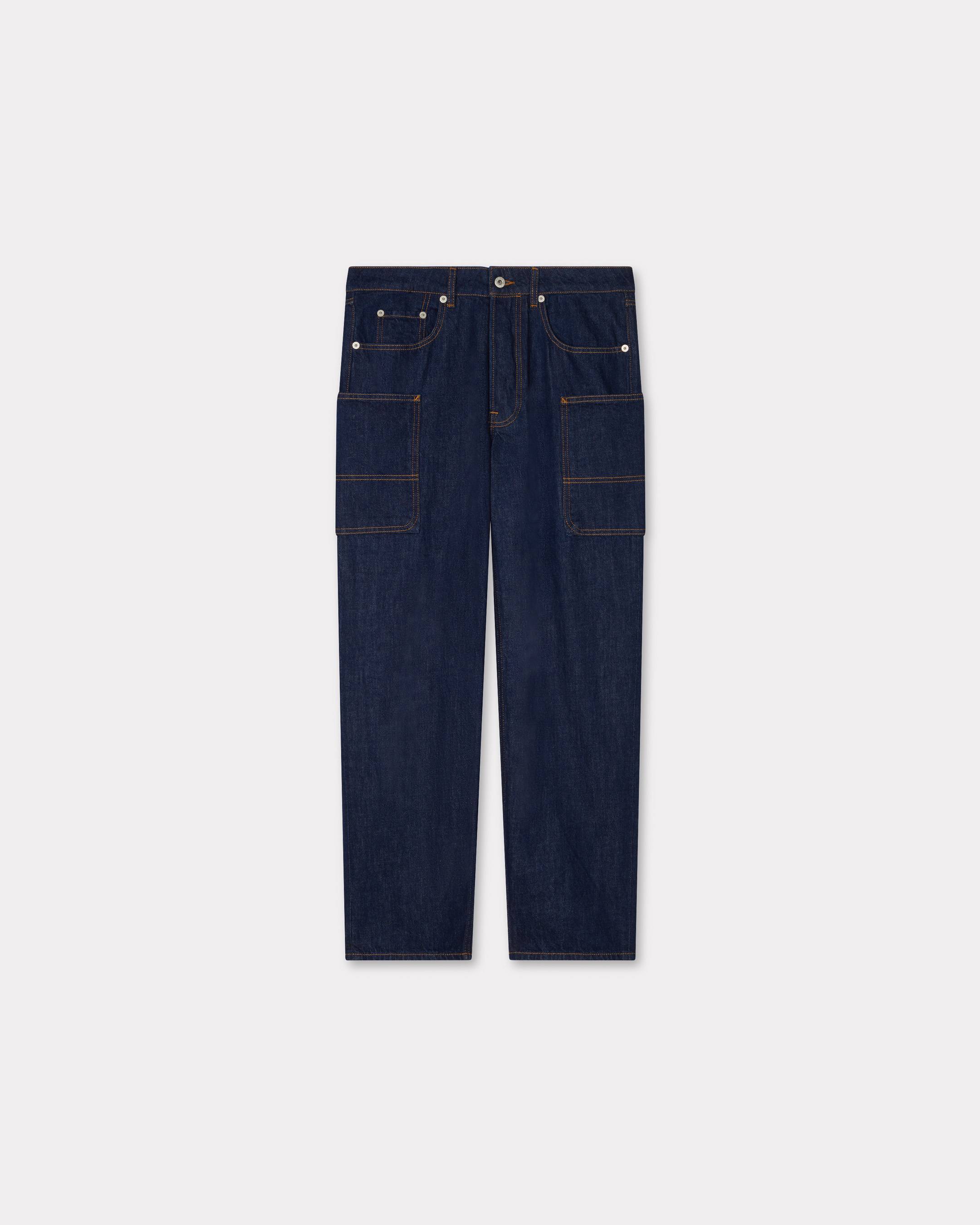 KENZO Cargo Monkey Fit Jeans In Japanese Denim, Rinse Blue - Mens, 29