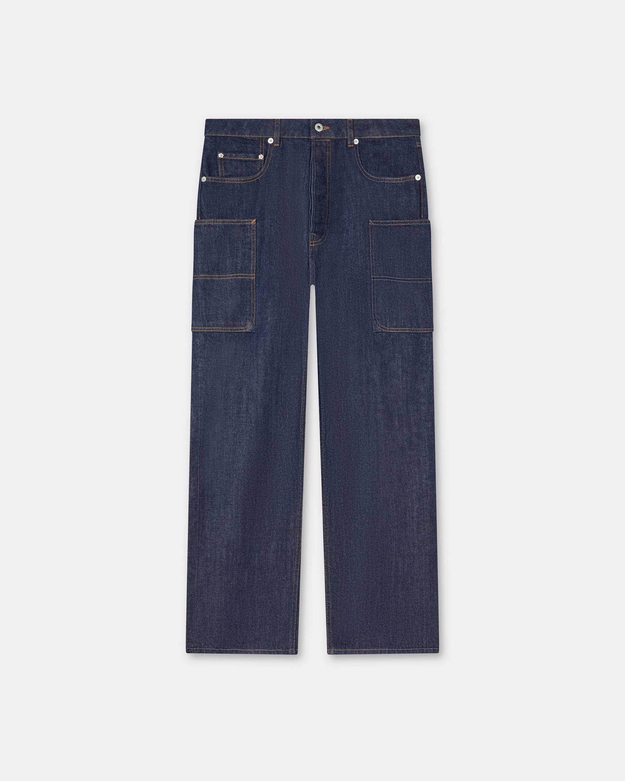 KENZO Cargo Monkey Fit Jeans In Japanese Denim Rinse Blue Mens - Size 28