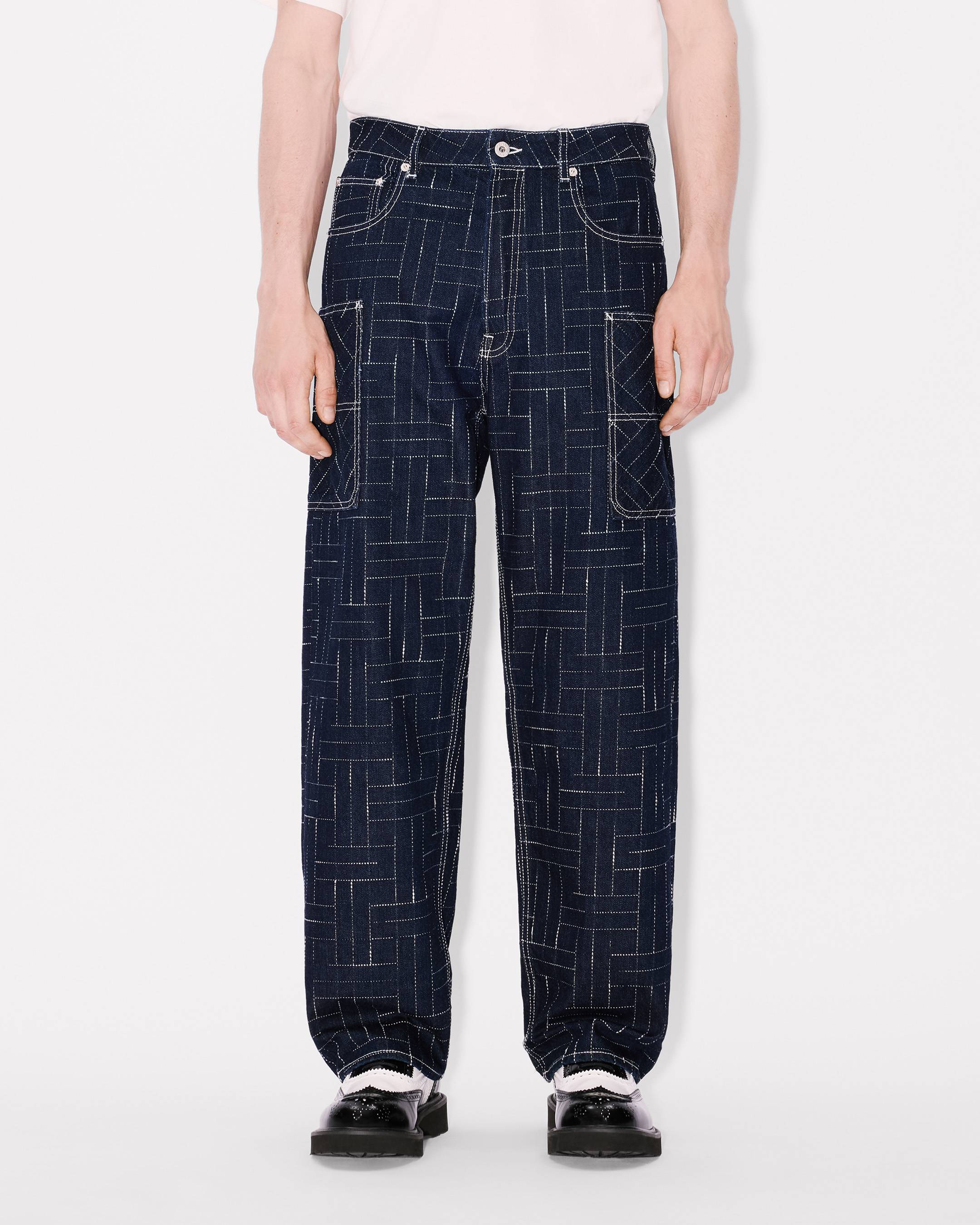 'KENZO Weave' cargo monkey fit jeans in Japanese denim