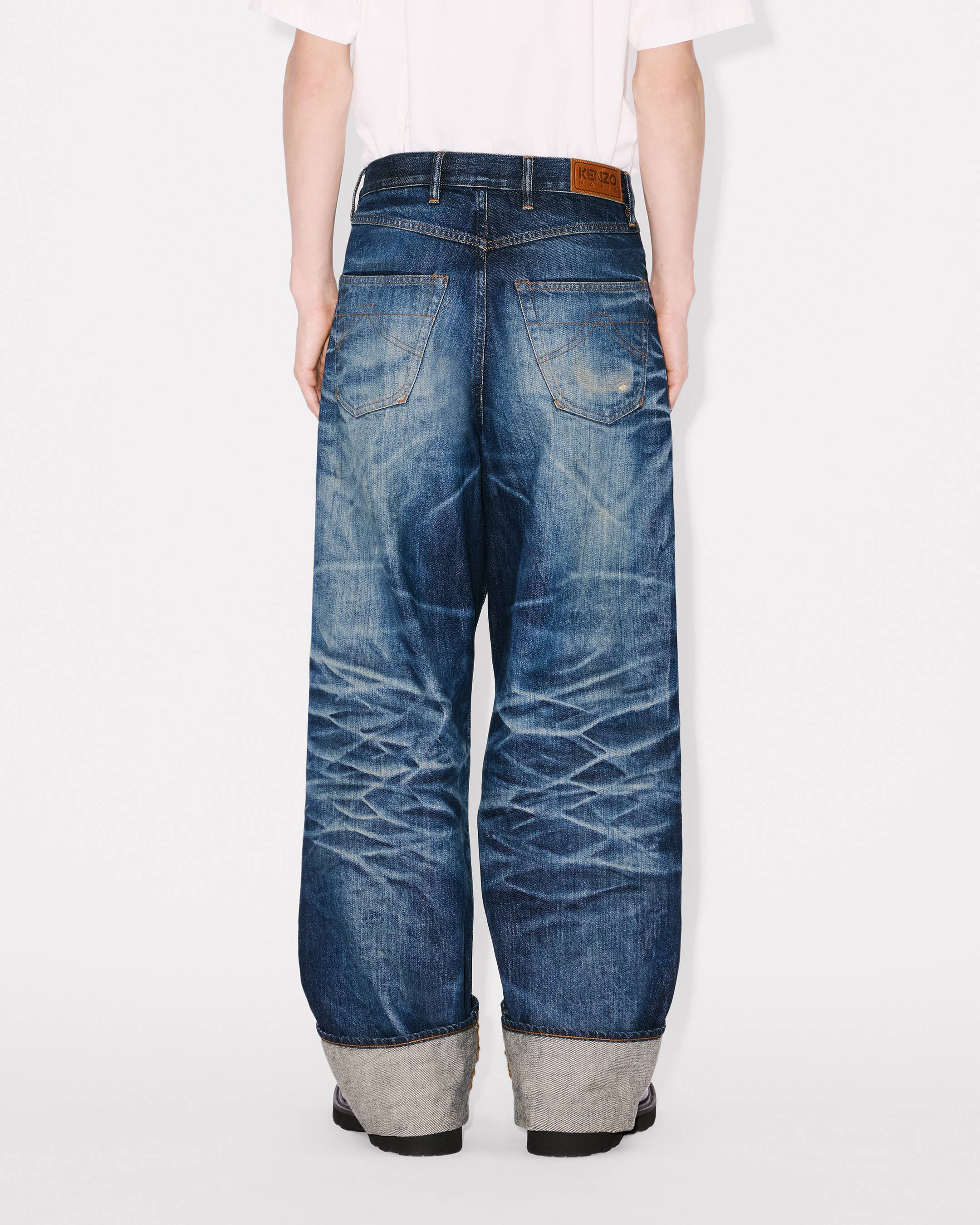 Turn up wide fit jeans in Japanese denim