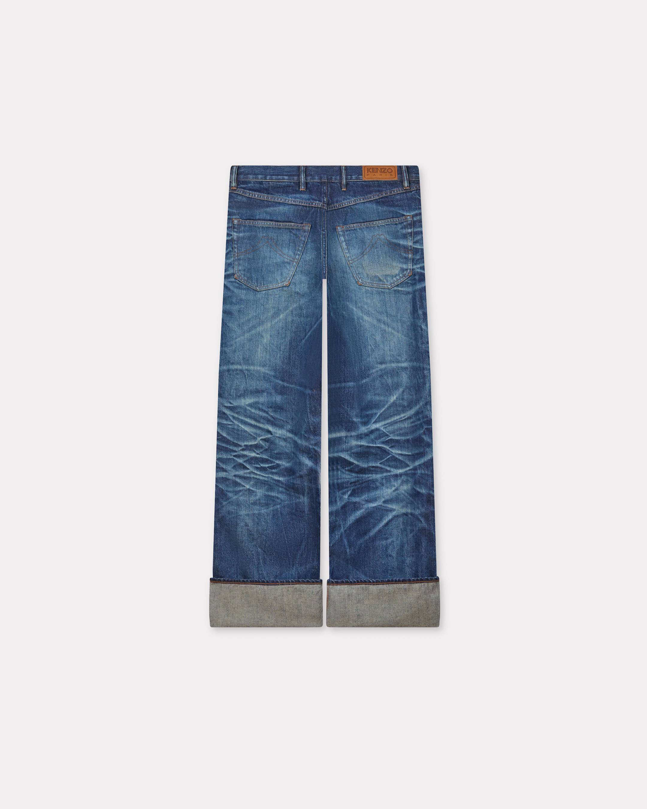 Turn up wide fit jeans in Japanese denim