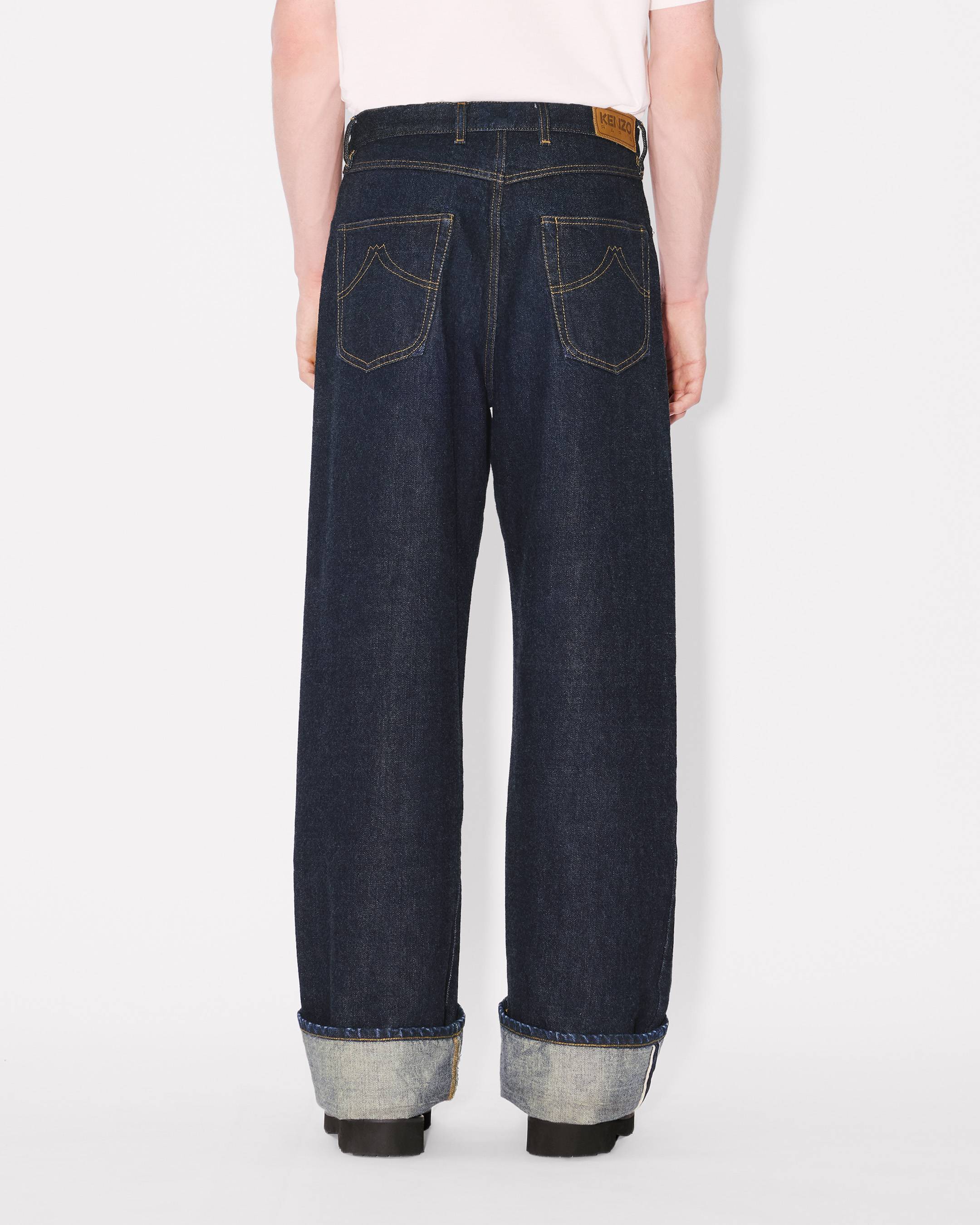Turn up wide fit jeans in Japanese denim