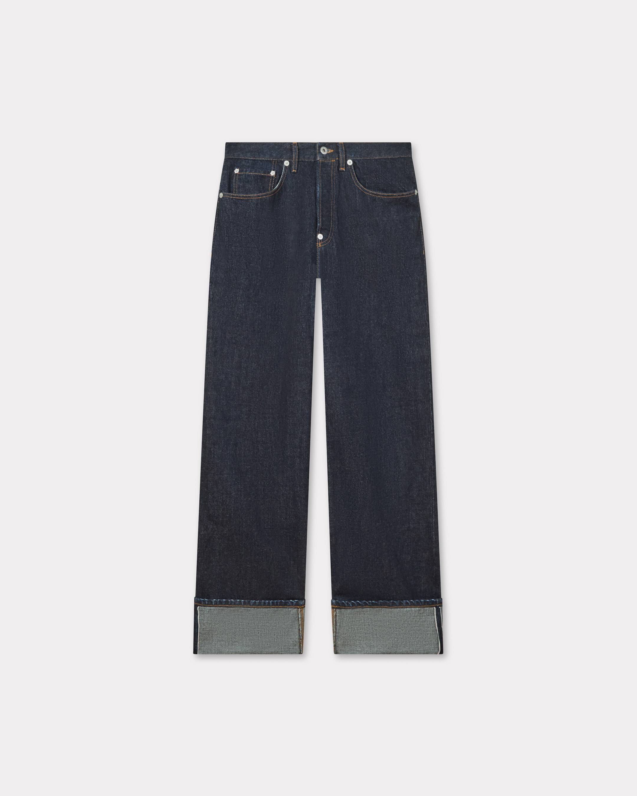 Turn up wide fit jeans in Japanese denim