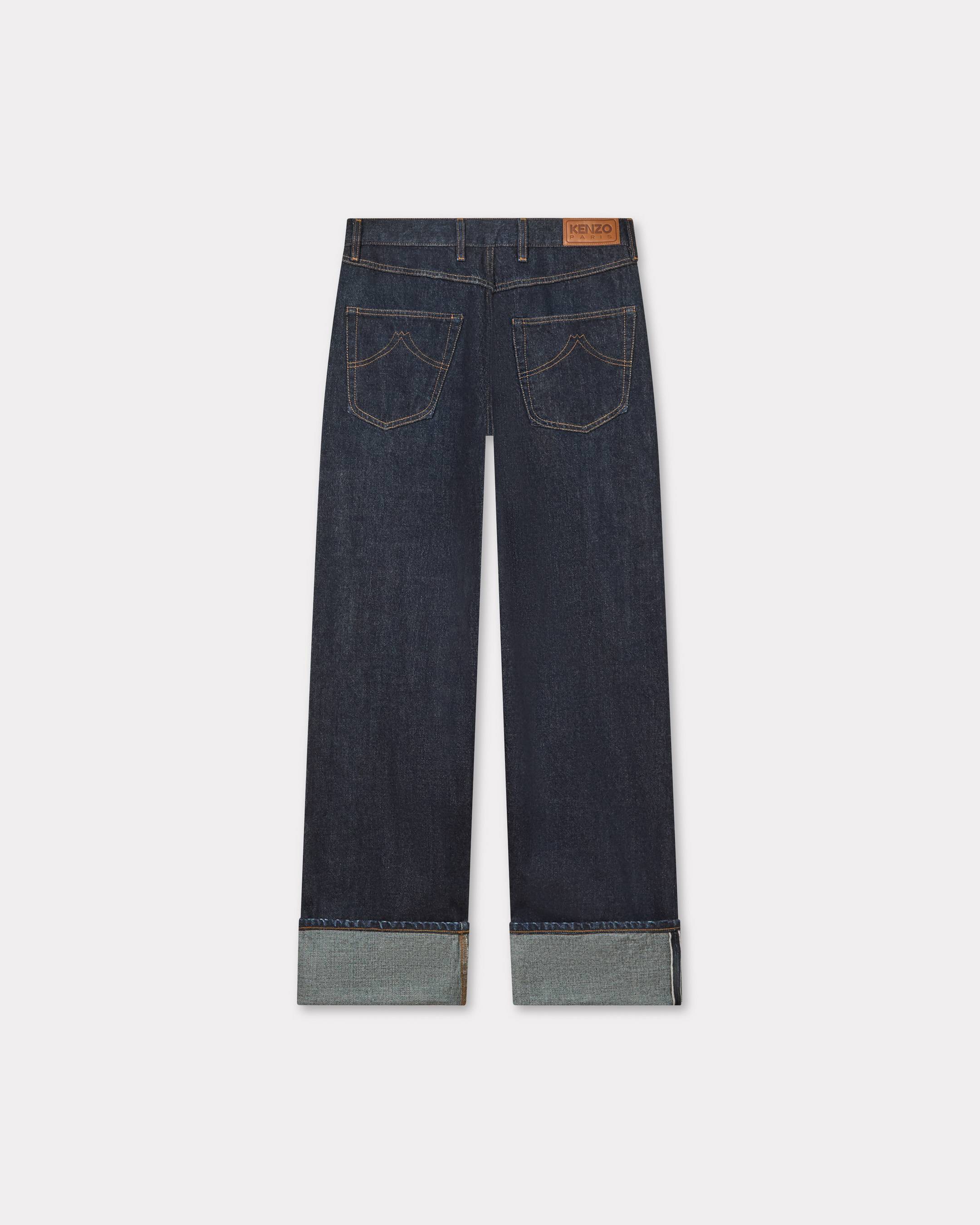 Turn up wide fit jeans in Japanese denim