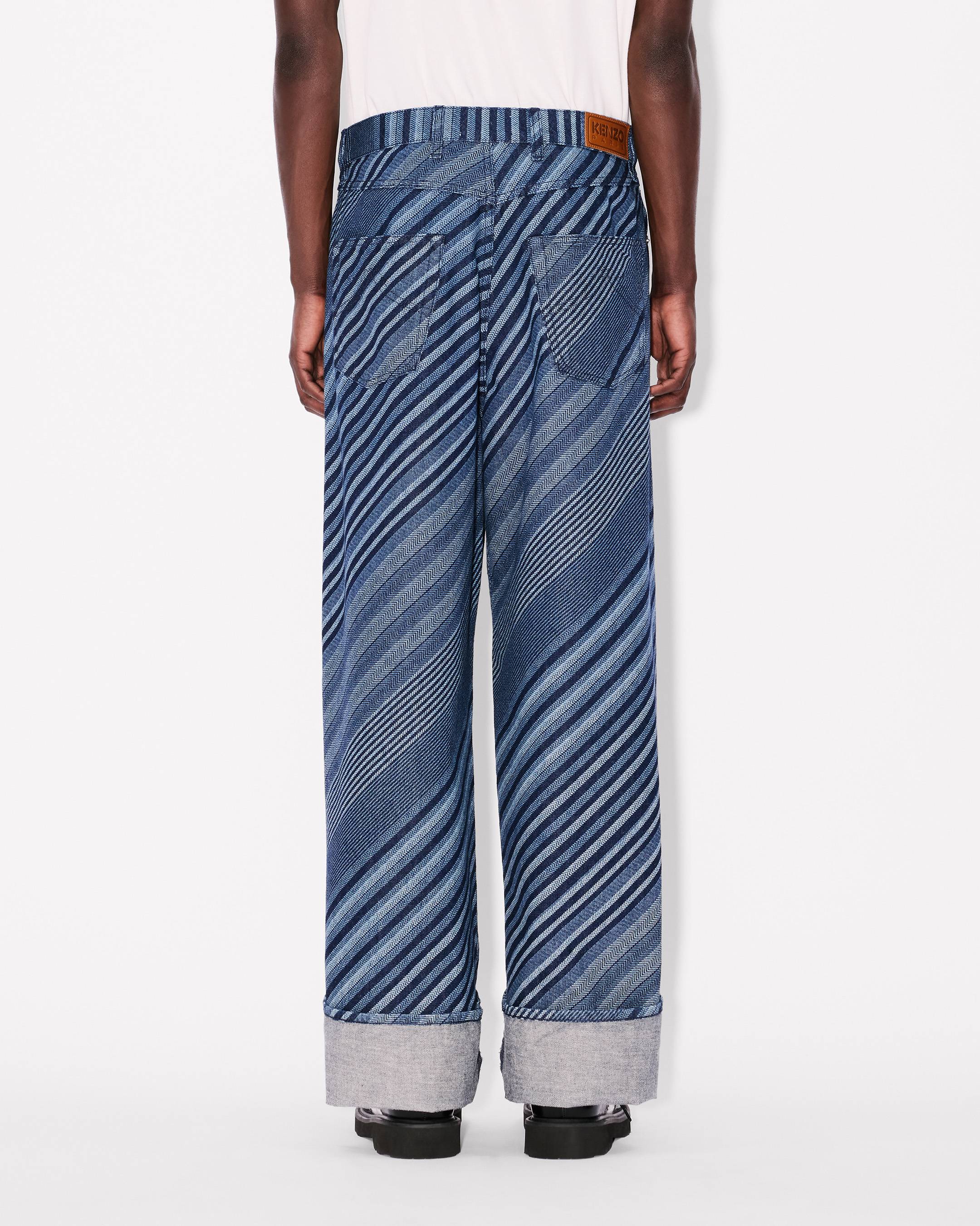 'Kenzo Diagonal Stripe' turn up wide fit jeans in Japanese denim