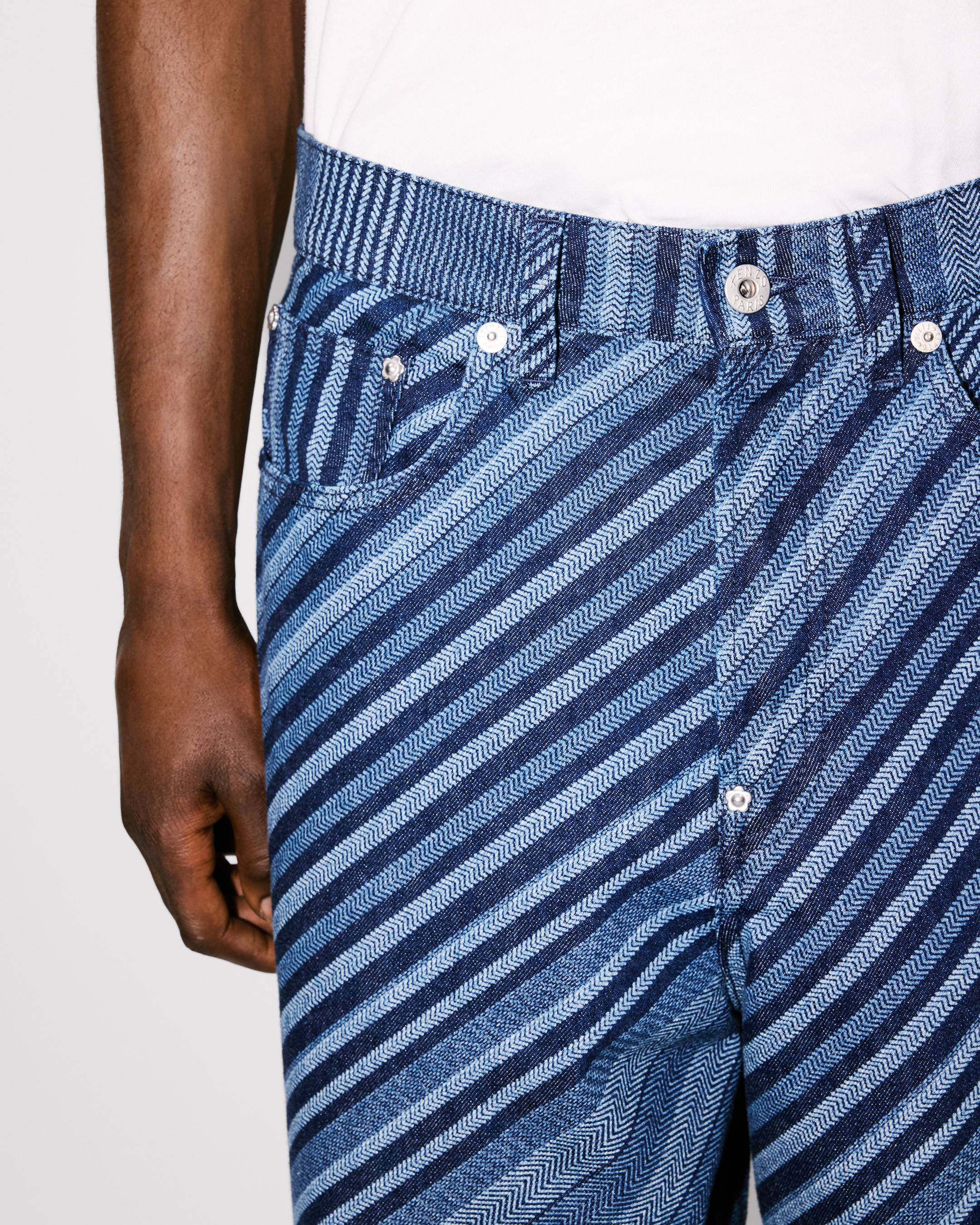 'Kenzo Diagonal Stripe' turn up wide fit jeans in Japanese denim